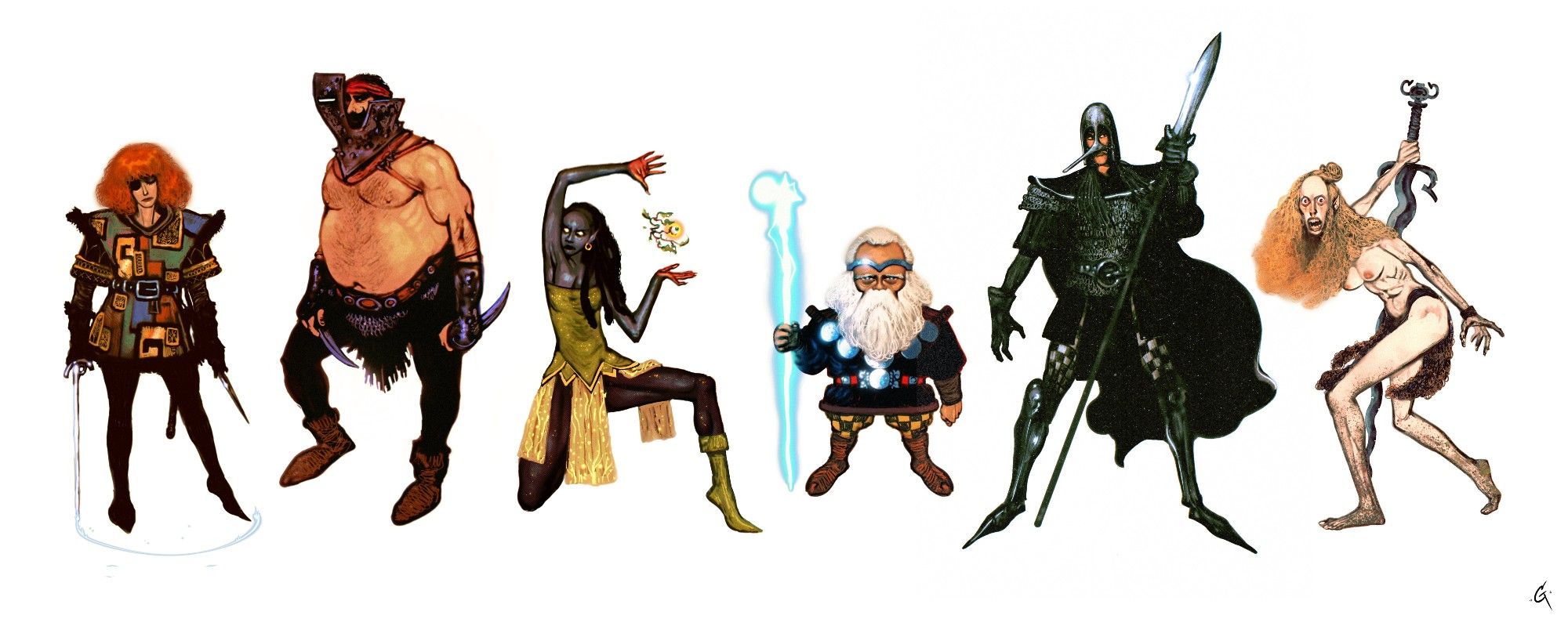 An array of (hopefully) colorful and interesting fantasy characters.