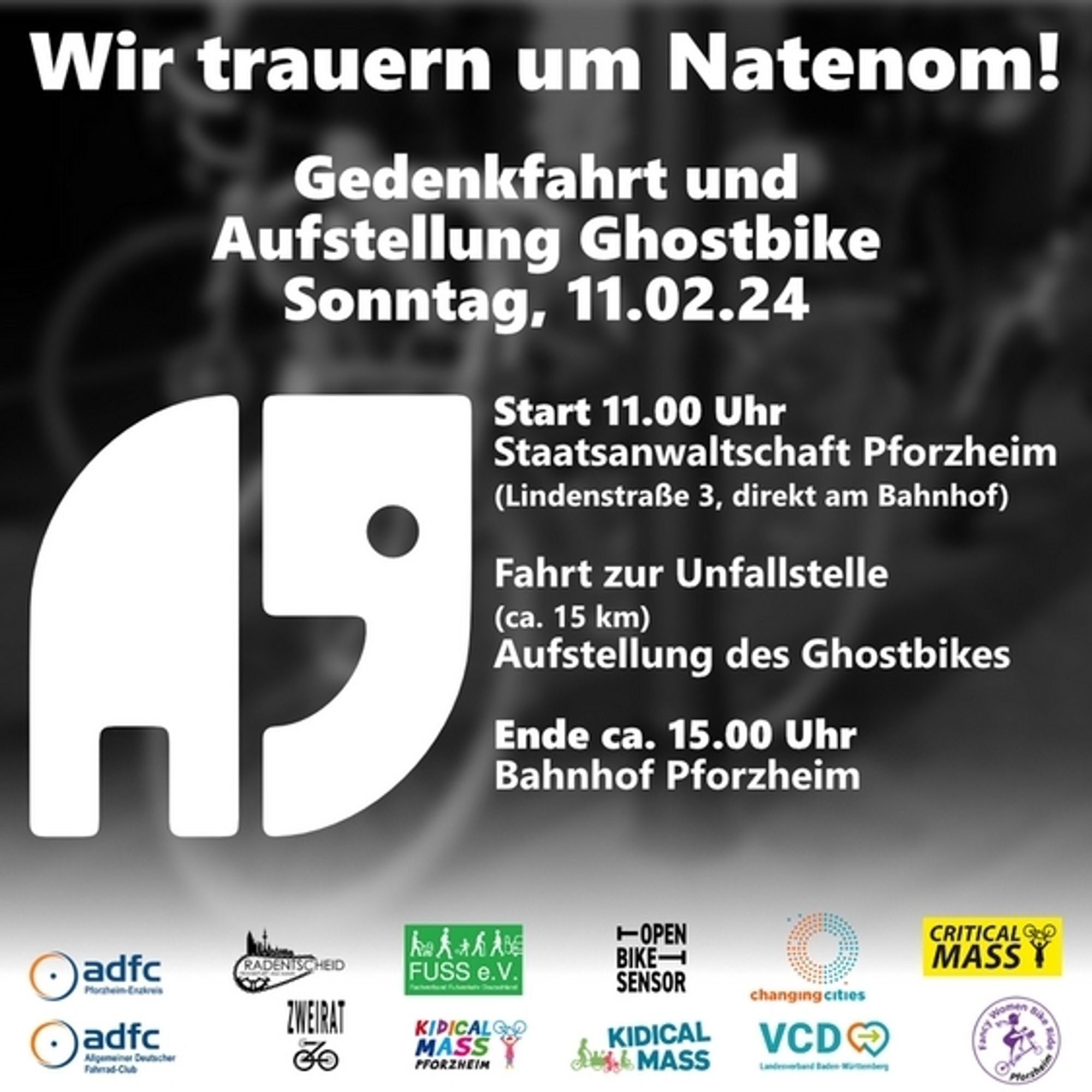 Wir trauern um Andreas Mandalka. Der Fahrradaktivist, besser bekannt als #Natenom, hat sich viele Jahre für sichere Straßen eingesetzt. Letzte Woche wurde er von einem Autofahrer angefahren und getötet. Ein breites Bündnis, darunter der VCD Baden-Württemberg, ruft am Sonntag, den 11. Februar, zu einer Gedenkfahrt für Natenom in Pforzheim auf. Das Sterben auf der Straße muss endlich ein Ende haben. #VisionZero jetzt!