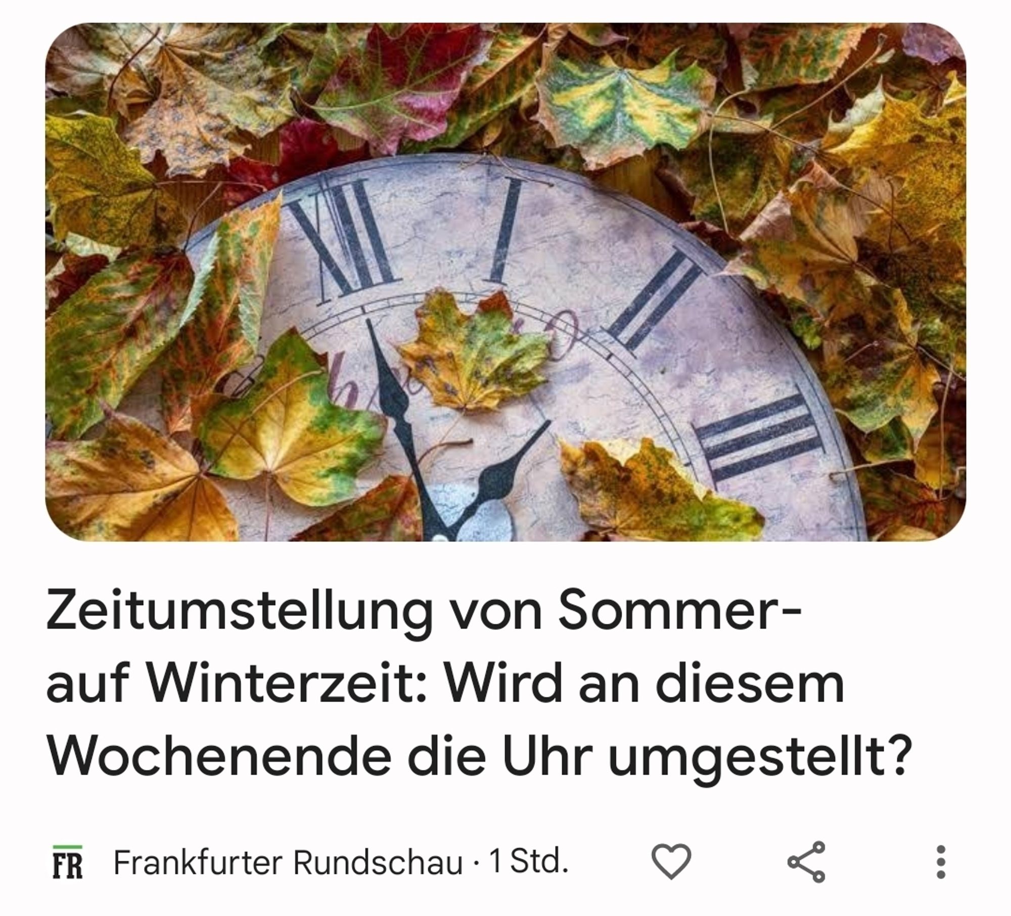 Zeitumstellung von Sommer auf Winterzeit
Wird an diesem Wochenende die Uhr umgestellt?