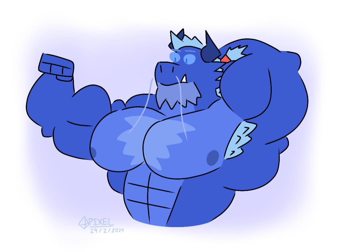 sapphire flexing his muscle biceps