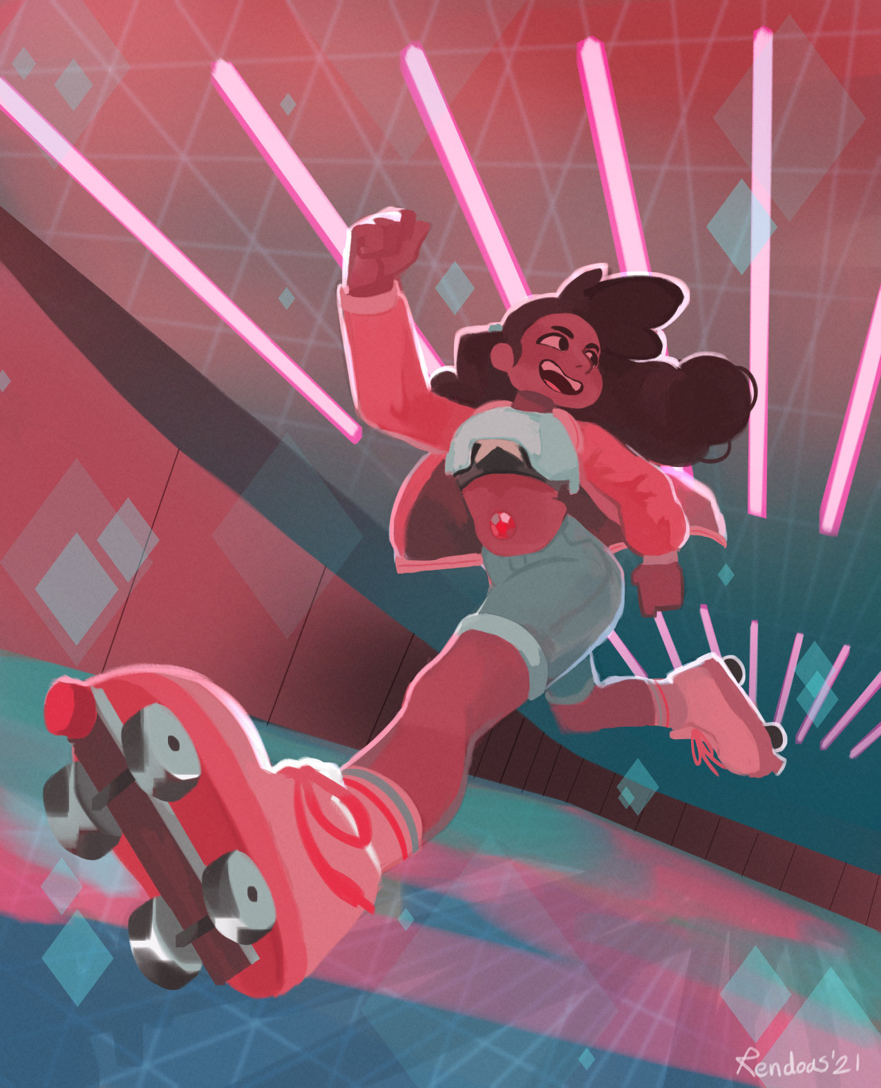 Art of Stevonnie from Steven Universe at the roller rink.