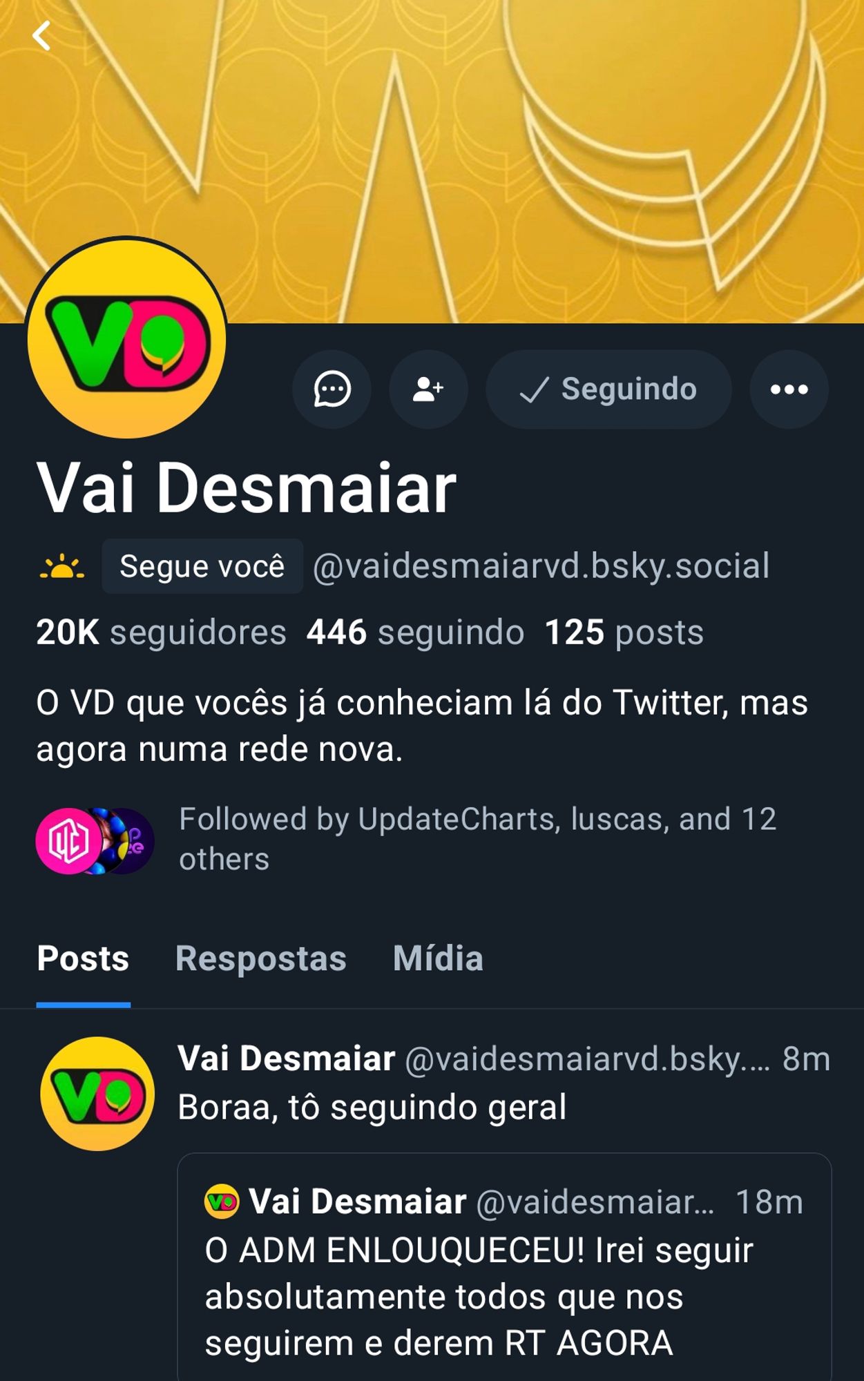 O follow veio 👏🏻