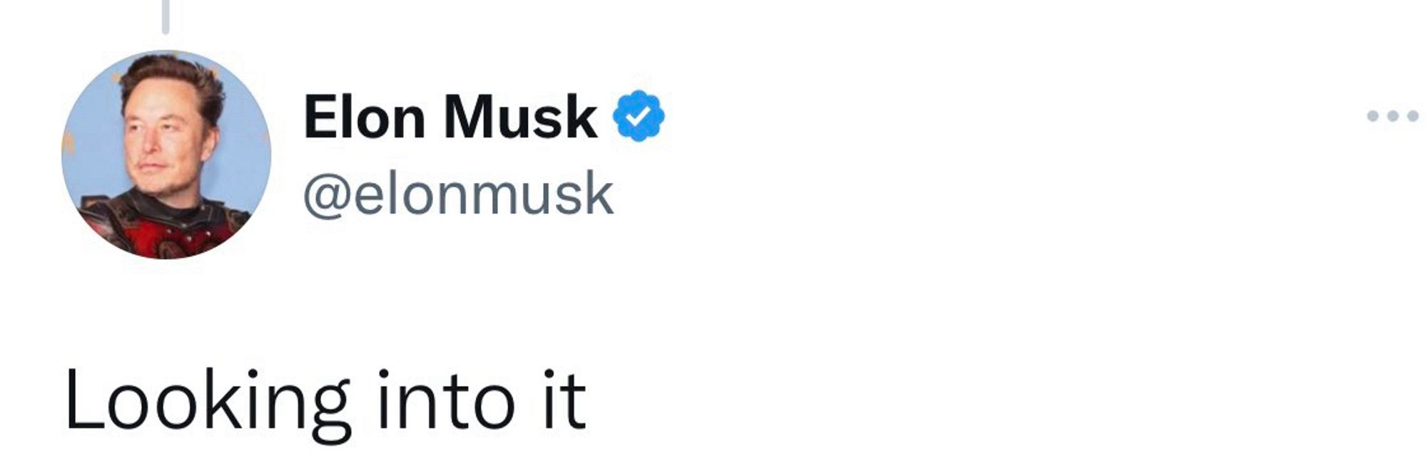 Elon Musk’s infamous boilerplate response “Looking into it” tweet