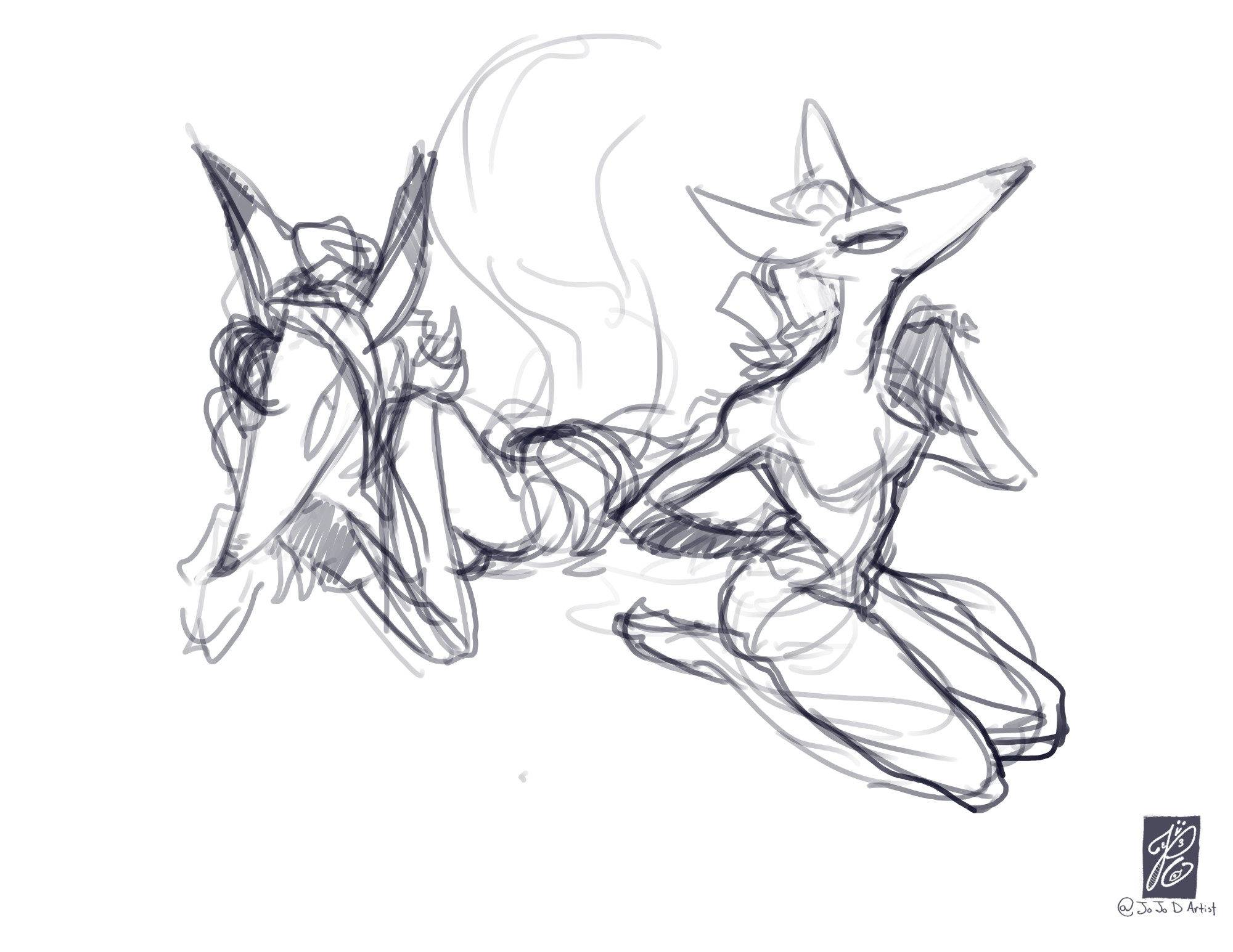 Two sketches of fox ladies

#art