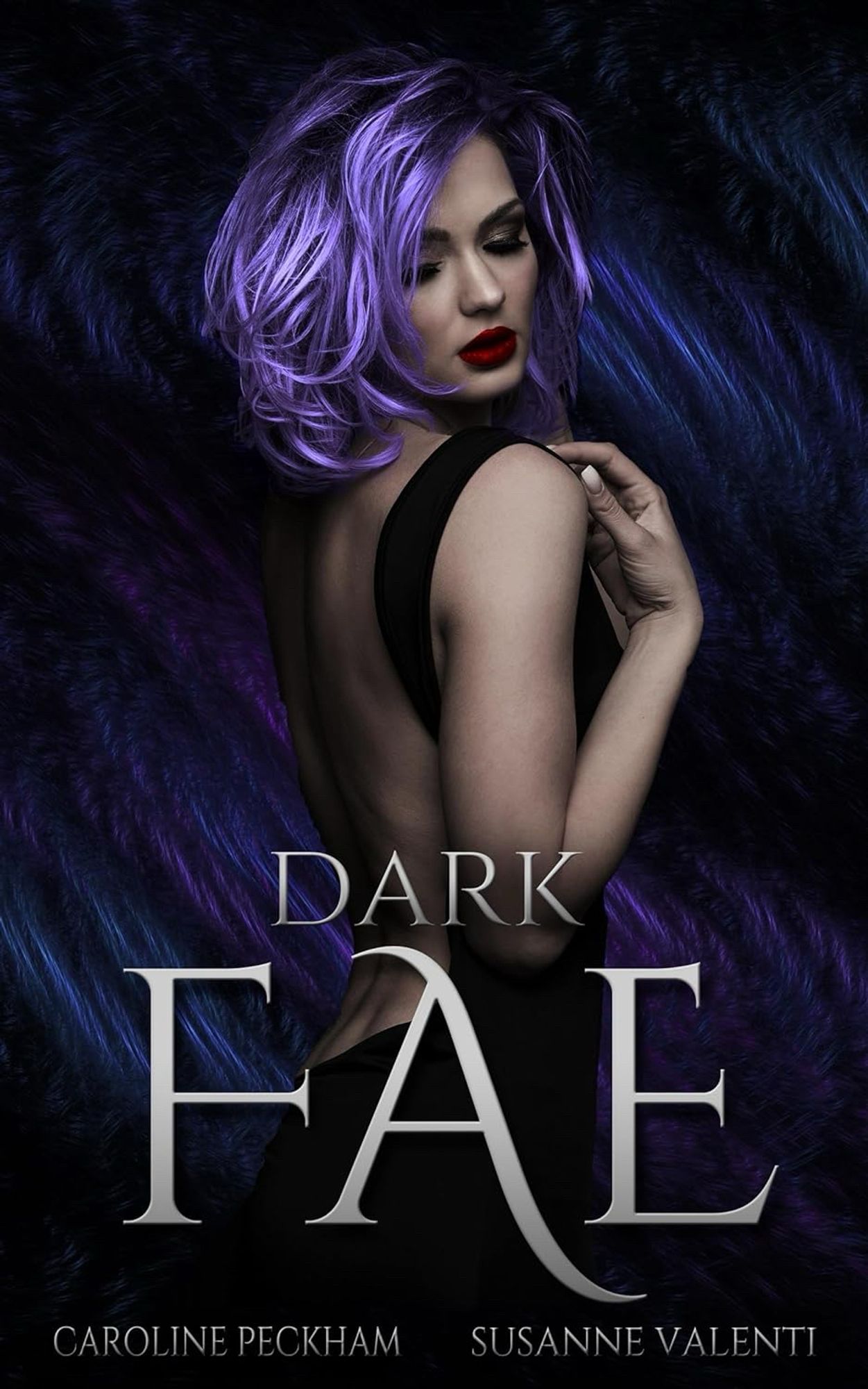 Dark Far book cover. Girl with purple hair looking over shoulder.