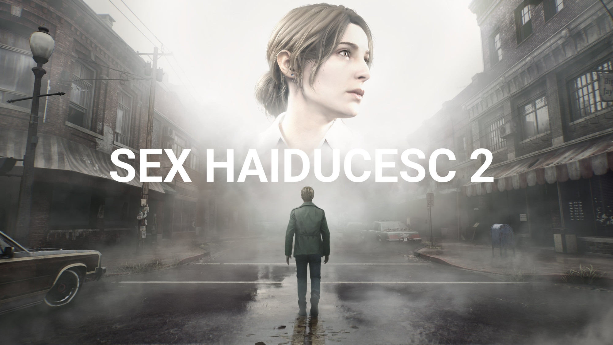 silent hill 2 remake poster but with the title "sex haiducesc 2", meaning "outlaw sex 2" in english