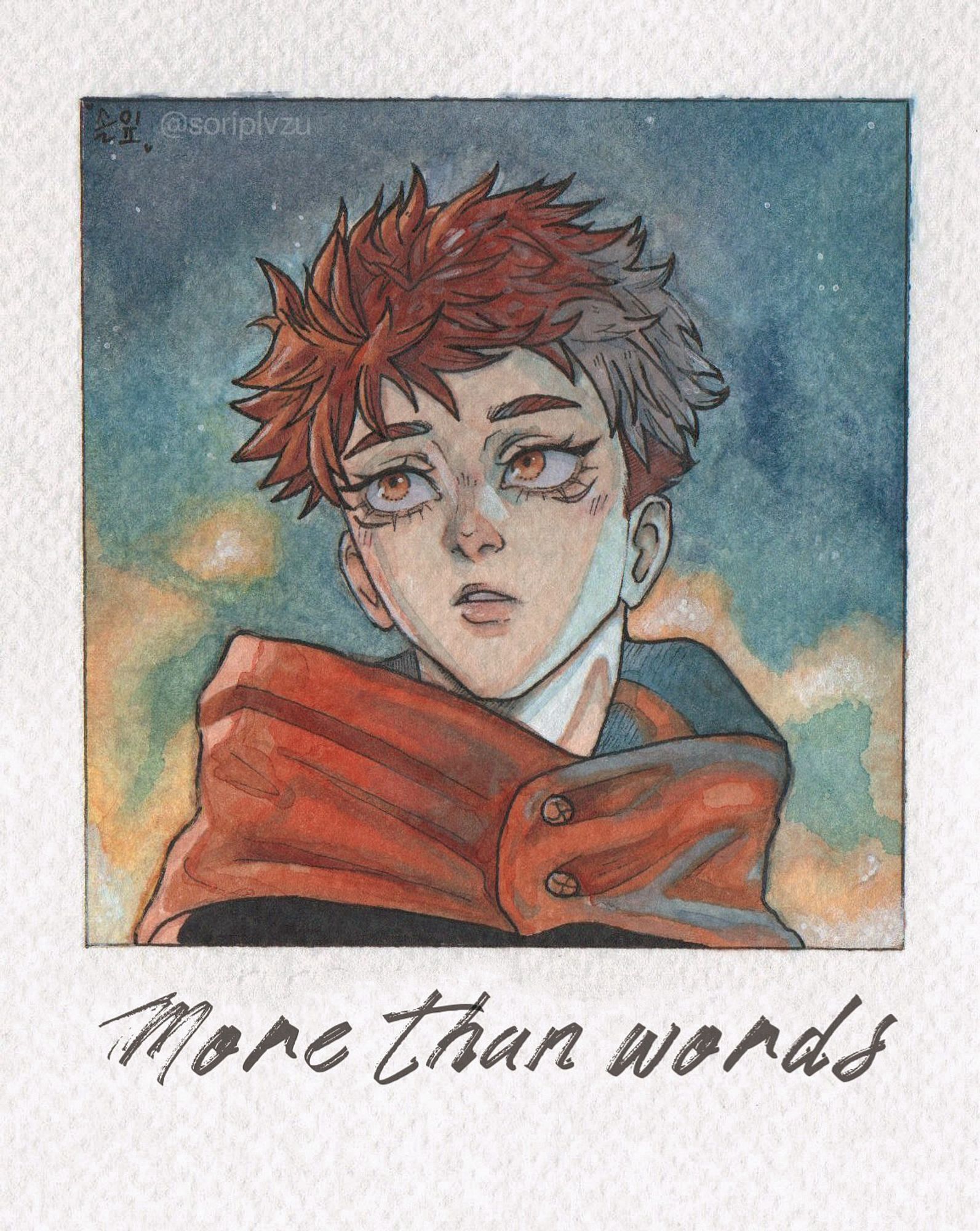 Itadori Yuji from Jujutsu Kaisen ; alcohol markers + watercolour 