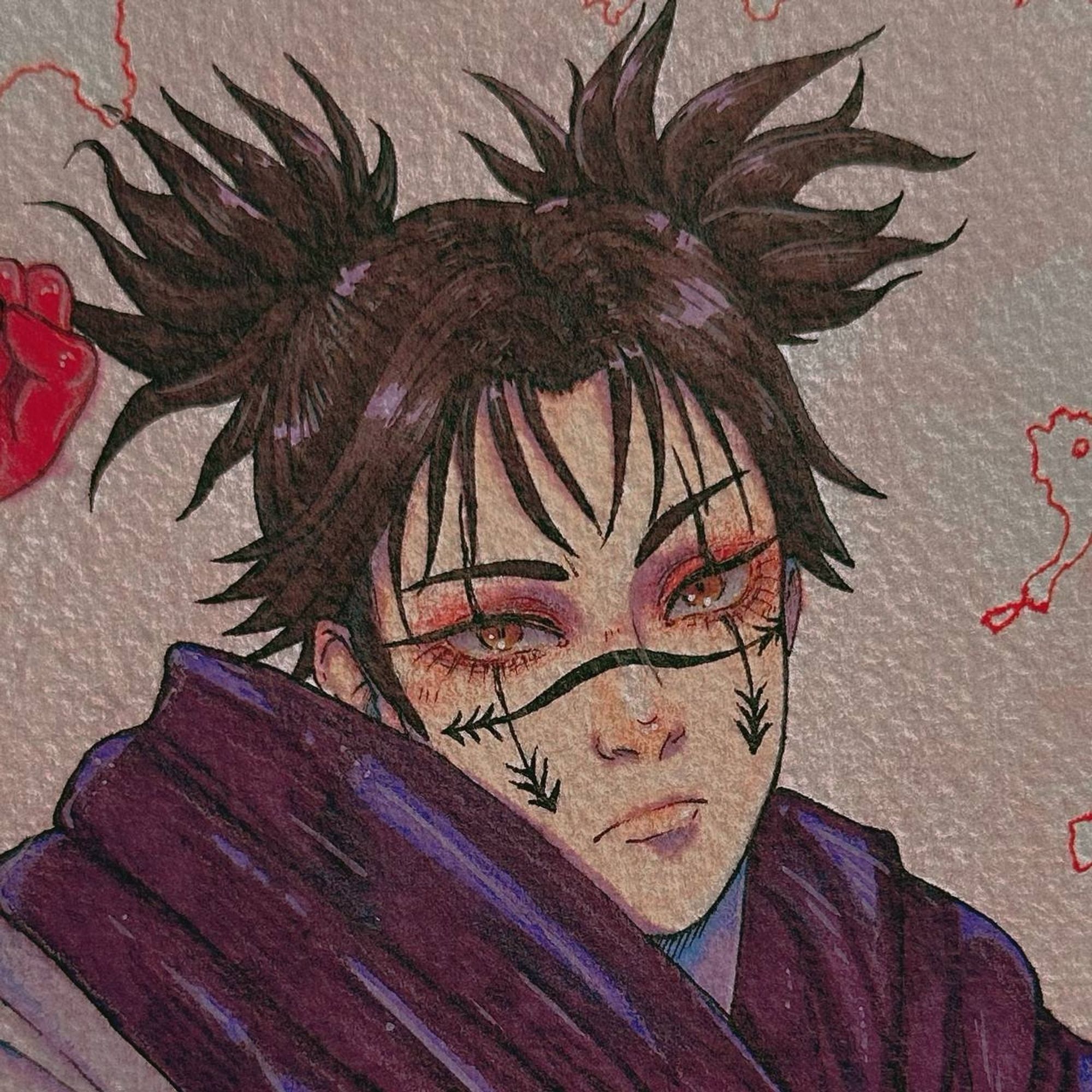 Choso from Jujutsu Kaisen ; alcohol markers + colour pencils 