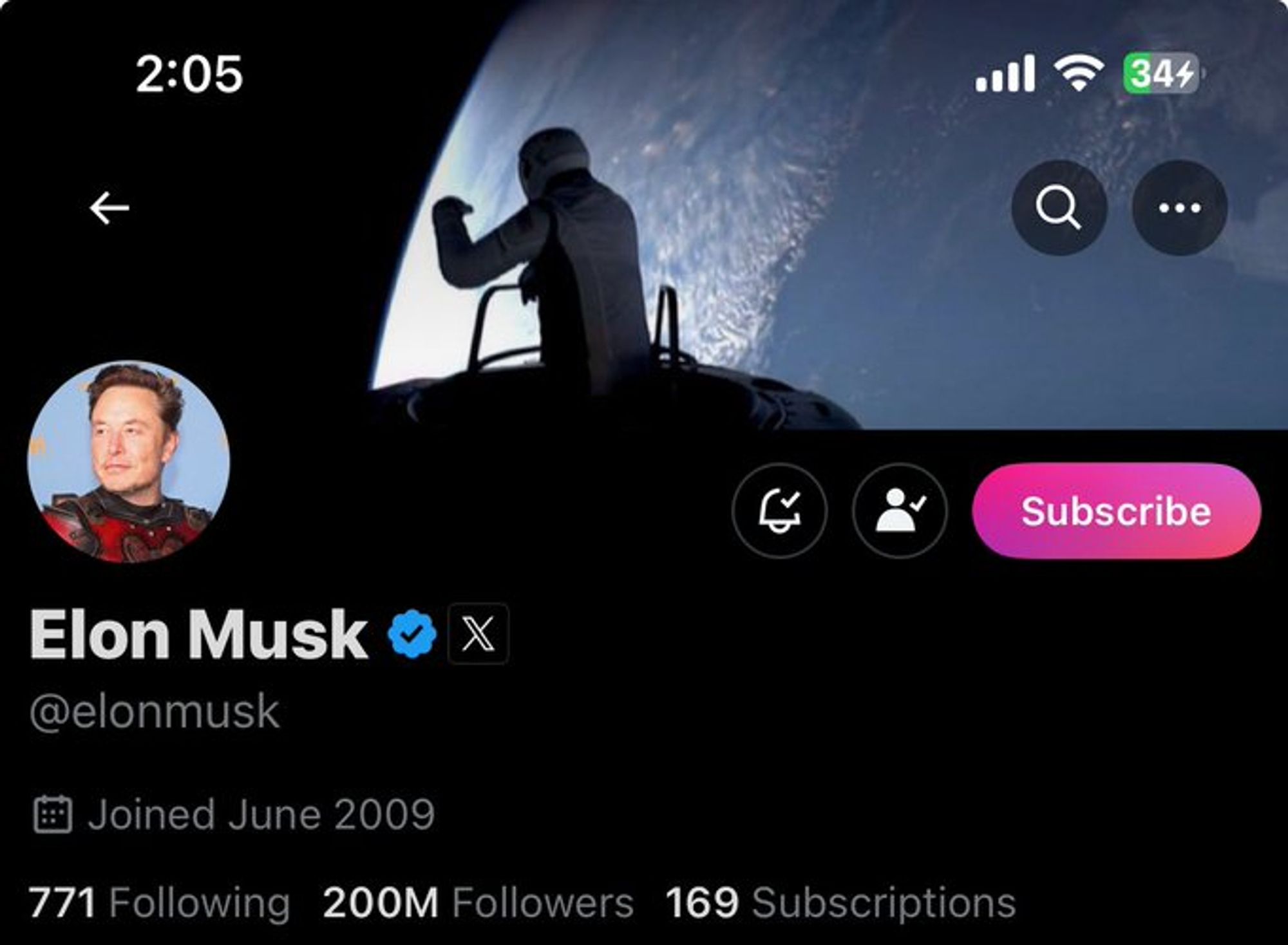 Picture of Elon Musk's X profile