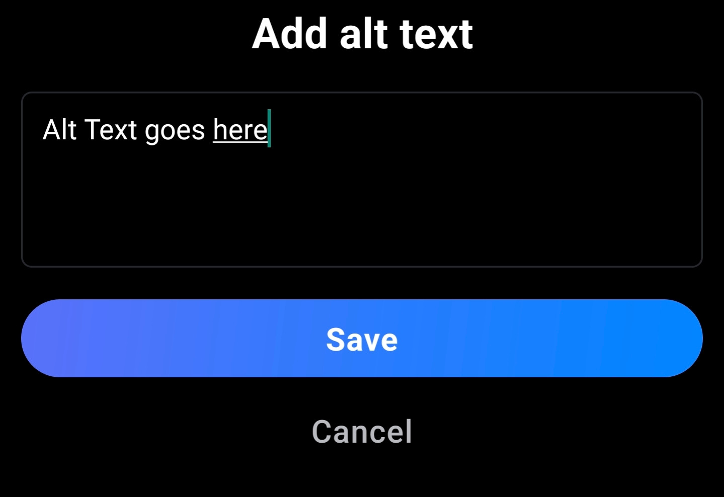 Screenshot of the "add alt text" screen 