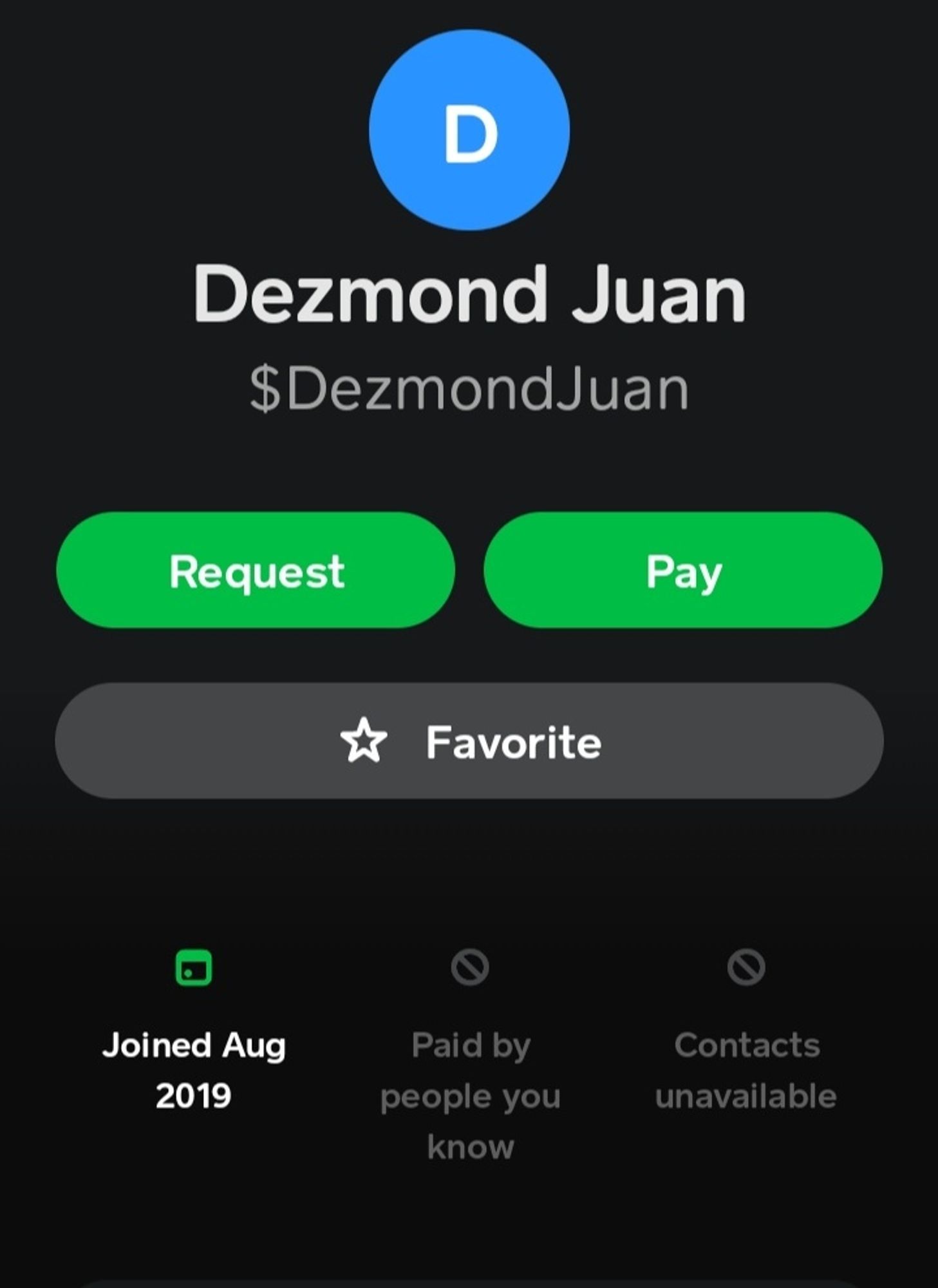 Screen cap of cash app $DezmondJuan