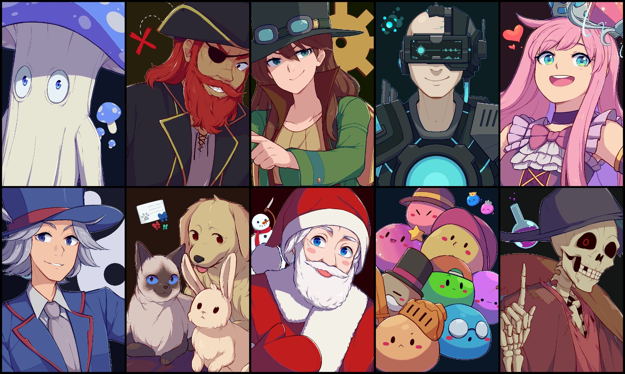 Truffle, Pirate, Steampunker, Cyborg, Princess
Travelling Merchant, Town Pets, Santa Claus, Town Slimes, Skeleton Merchant