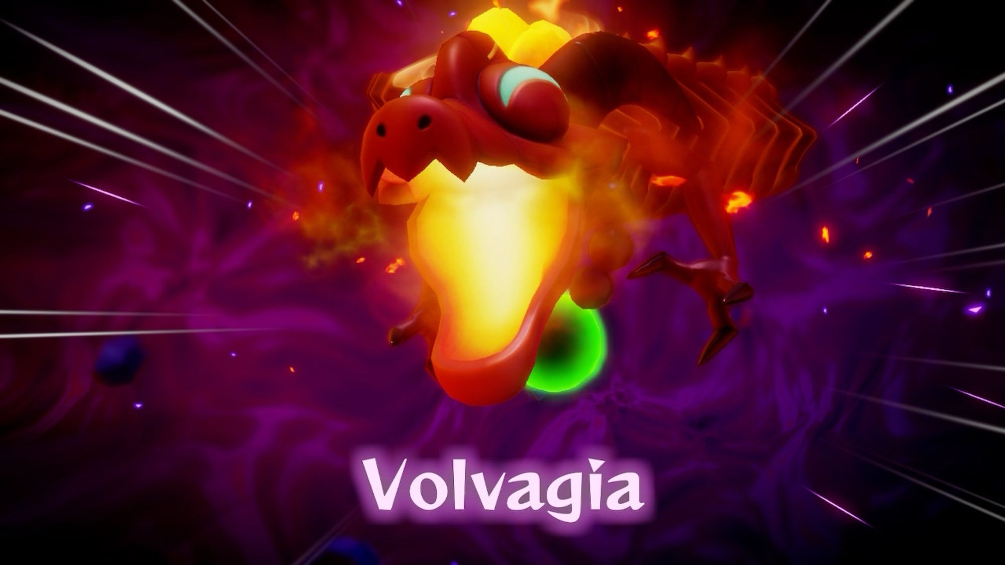 Volvagia (a red dragon) boss title card from Zelda: Echoes of Wisdom.