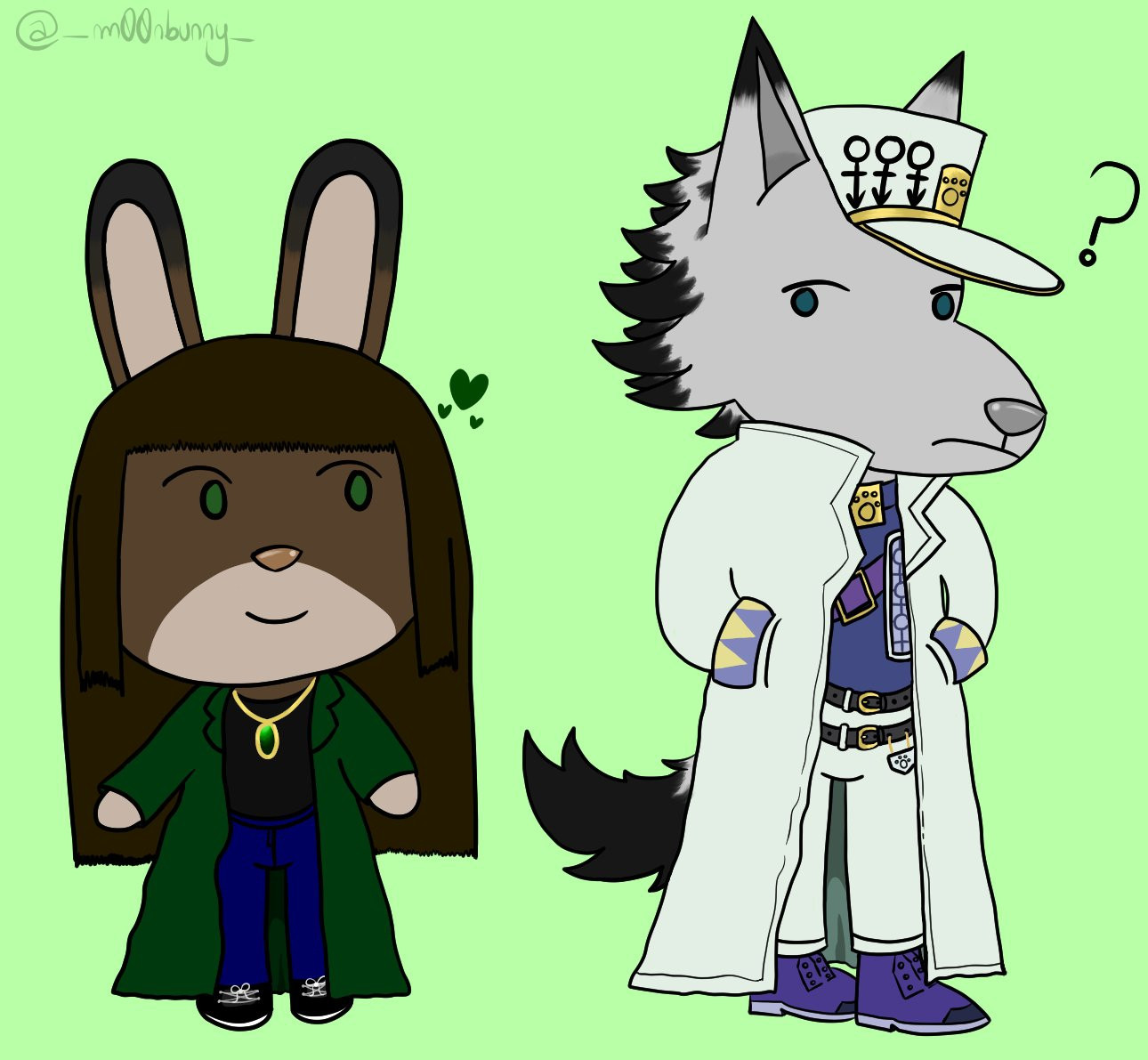 Animal Crossing versions of part 4 Jotaro and Light (my JJBA OC)