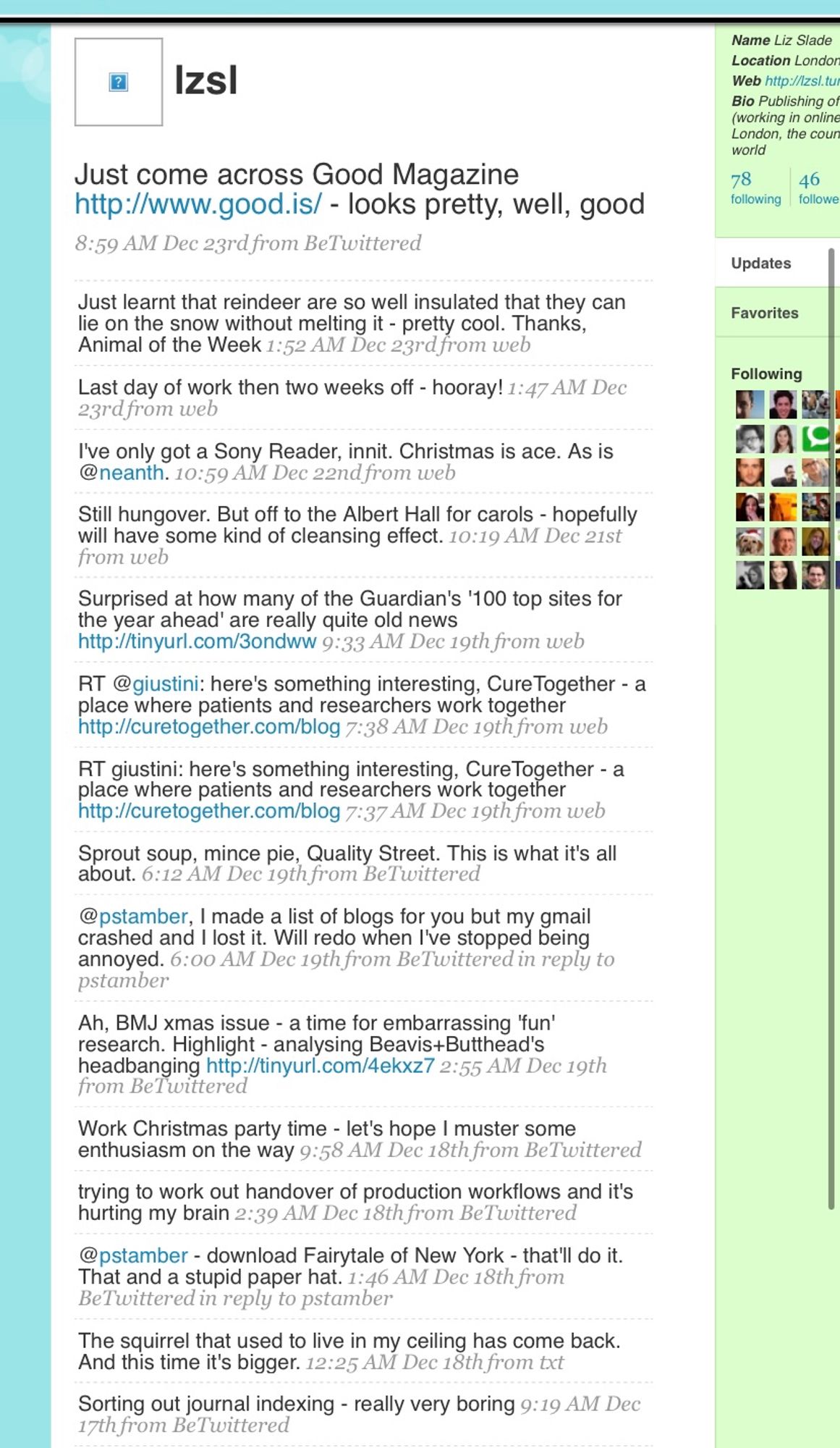 An archive.org snapshot of my Twitter feed in Dec 2008