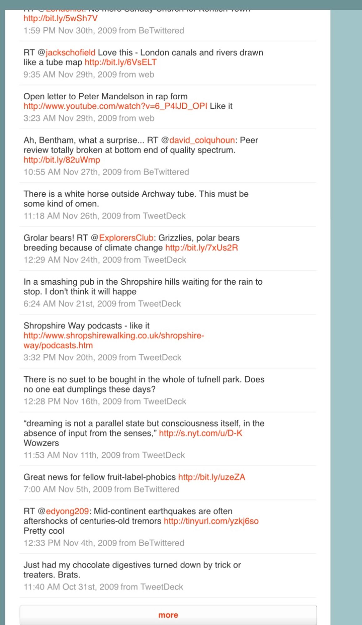 An archive.org snapshot of my Twitter feed in 2009