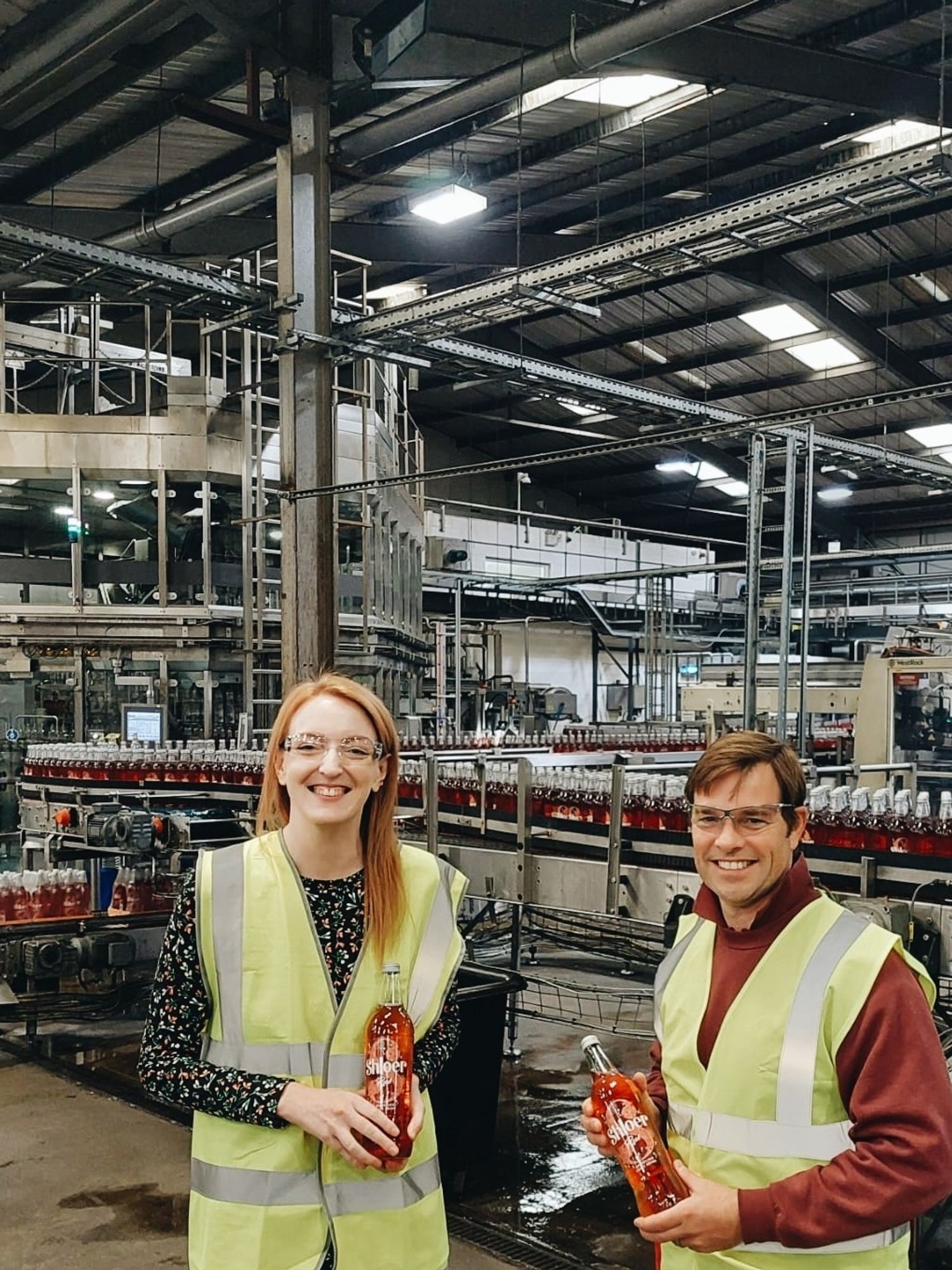 Me and director Chris with the Shloer coming through the bottling production line