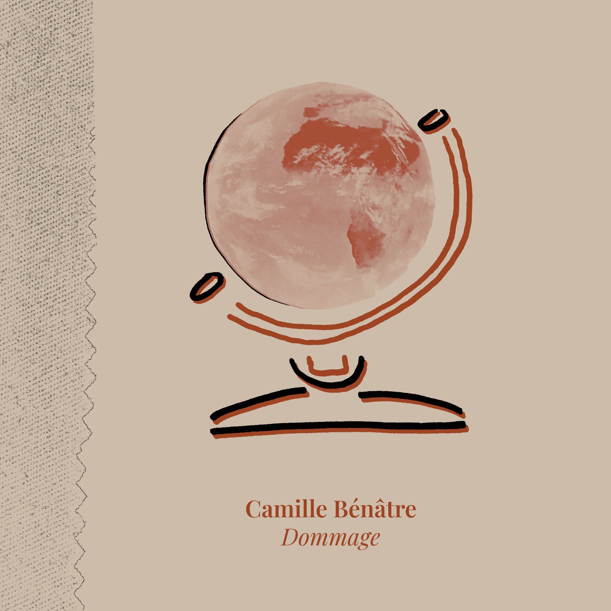 Camille Bénâtre's new album artwork (collage/drawing of the Earth)