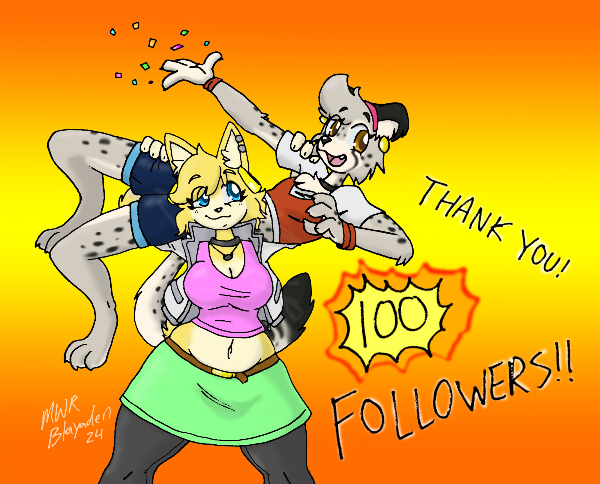 Sam and Cookie celebrating 100 followers!