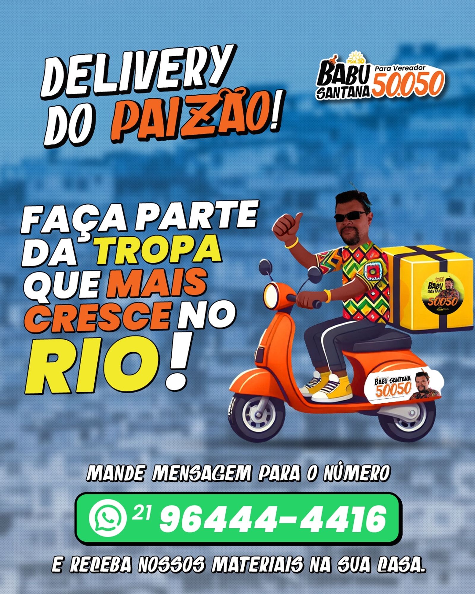 Imagem com WhatsApp pra receber material de campanha 21 9644-44416