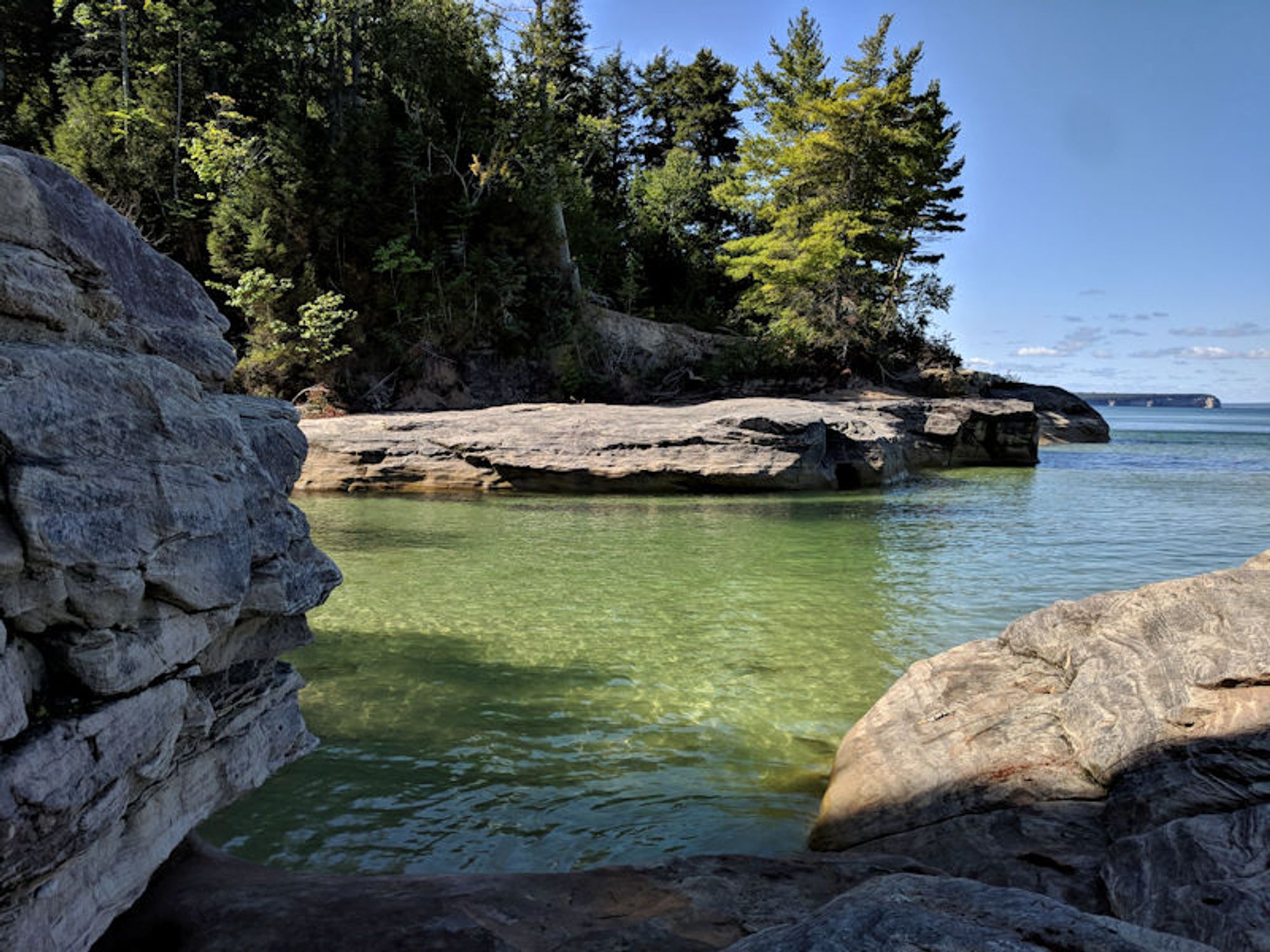 This quiet, rock-bordered cove is part of Pictured Rocks National Lakeshore in the Upper Peninsula.