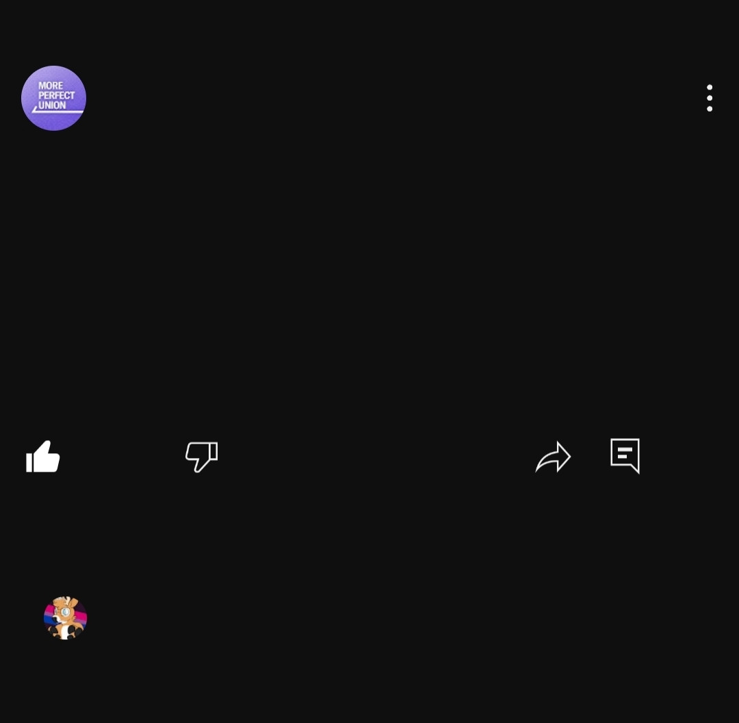 A YouTube community post by More Perfect Union. All text and certain UI elements are missing