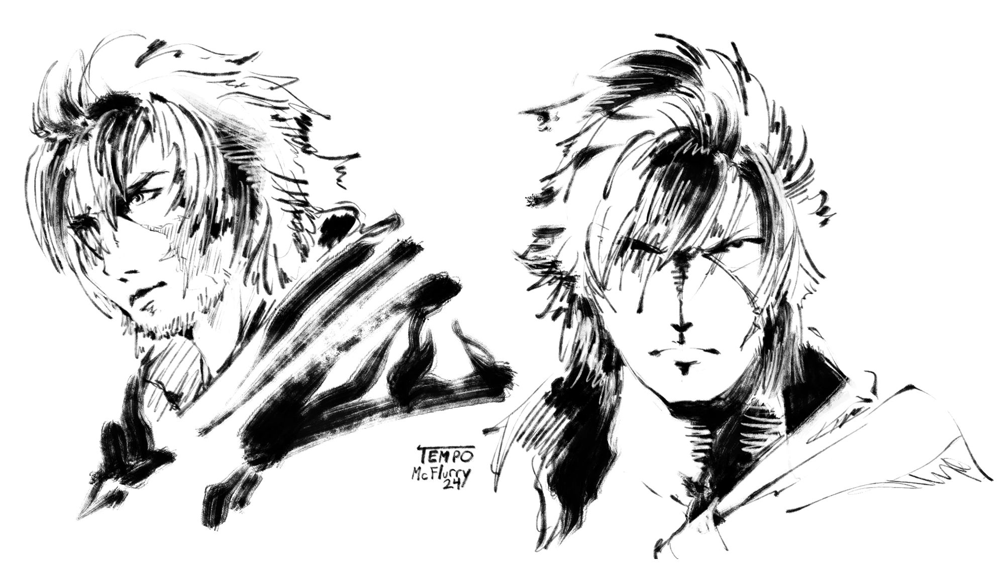 Drawings of Clive Rosfield from Final Fantasy XVI