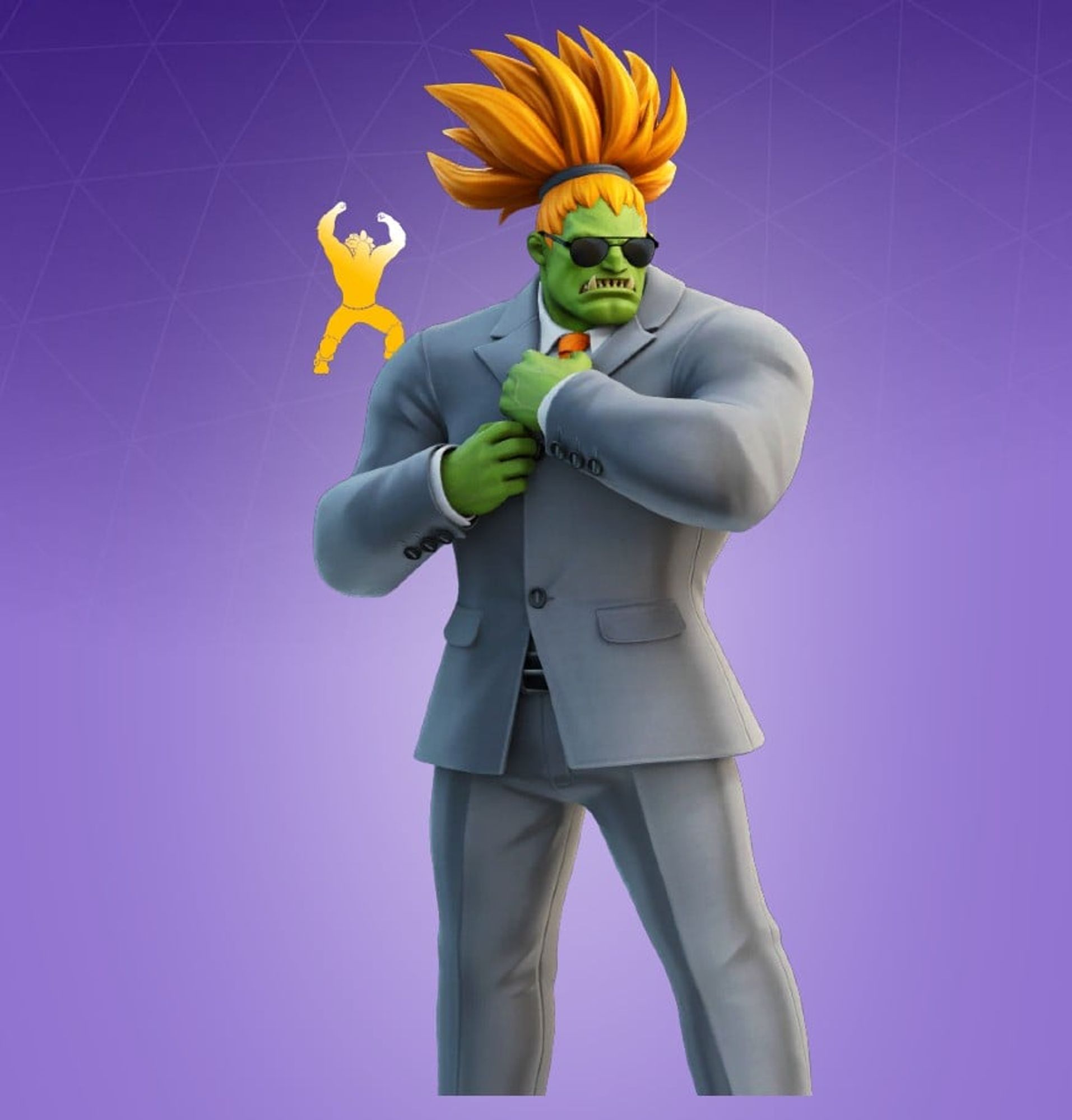 Street Fighter's Blanka in his business suit from Fortnite.