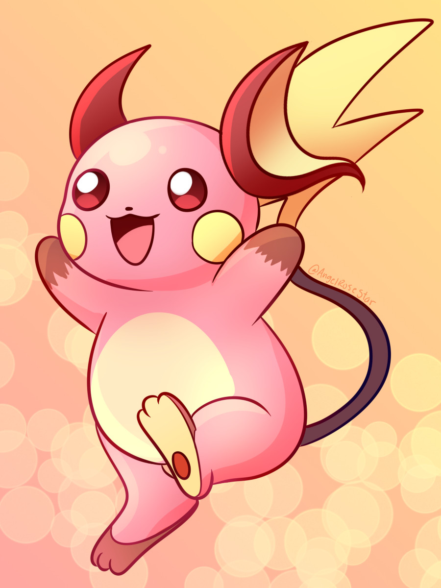 Raichu from pokemon in pink