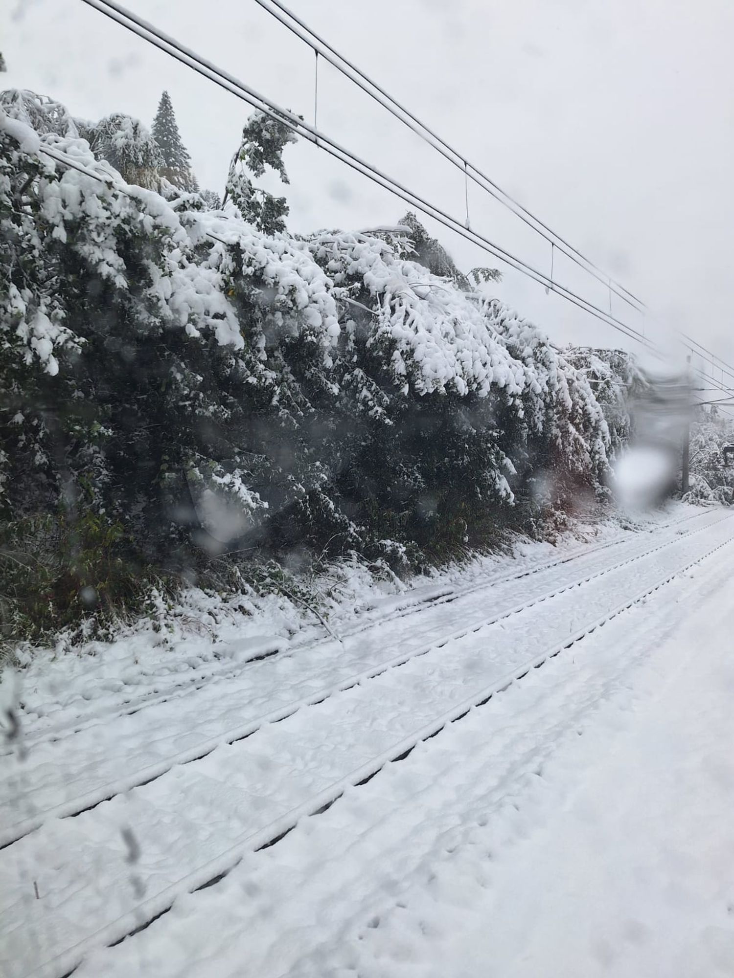 Von schweren Schneefällen betroffenen Bahnstrecke