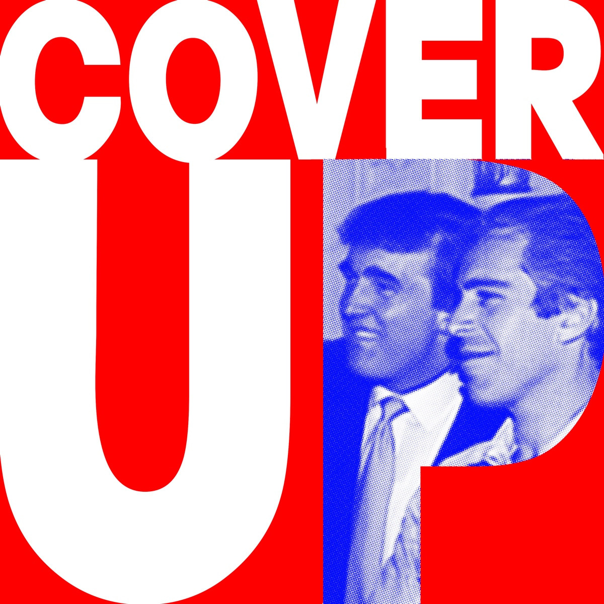 COVER UP: INSIDE THE 'P' OF 'UP' IS AN IMAGE OF TRUMP AND EPSTEIN PARTYING.
