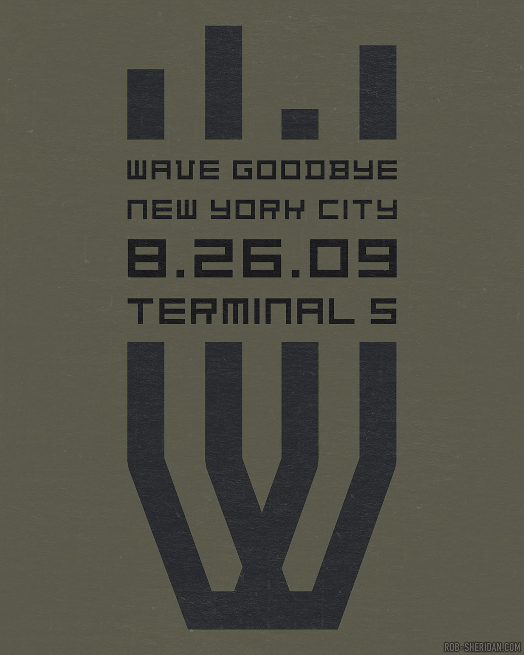 NIN Wave Goodbye 2009 New York City Terminal 5 8.26.09 t-shirt designed by Rob Sheridan.