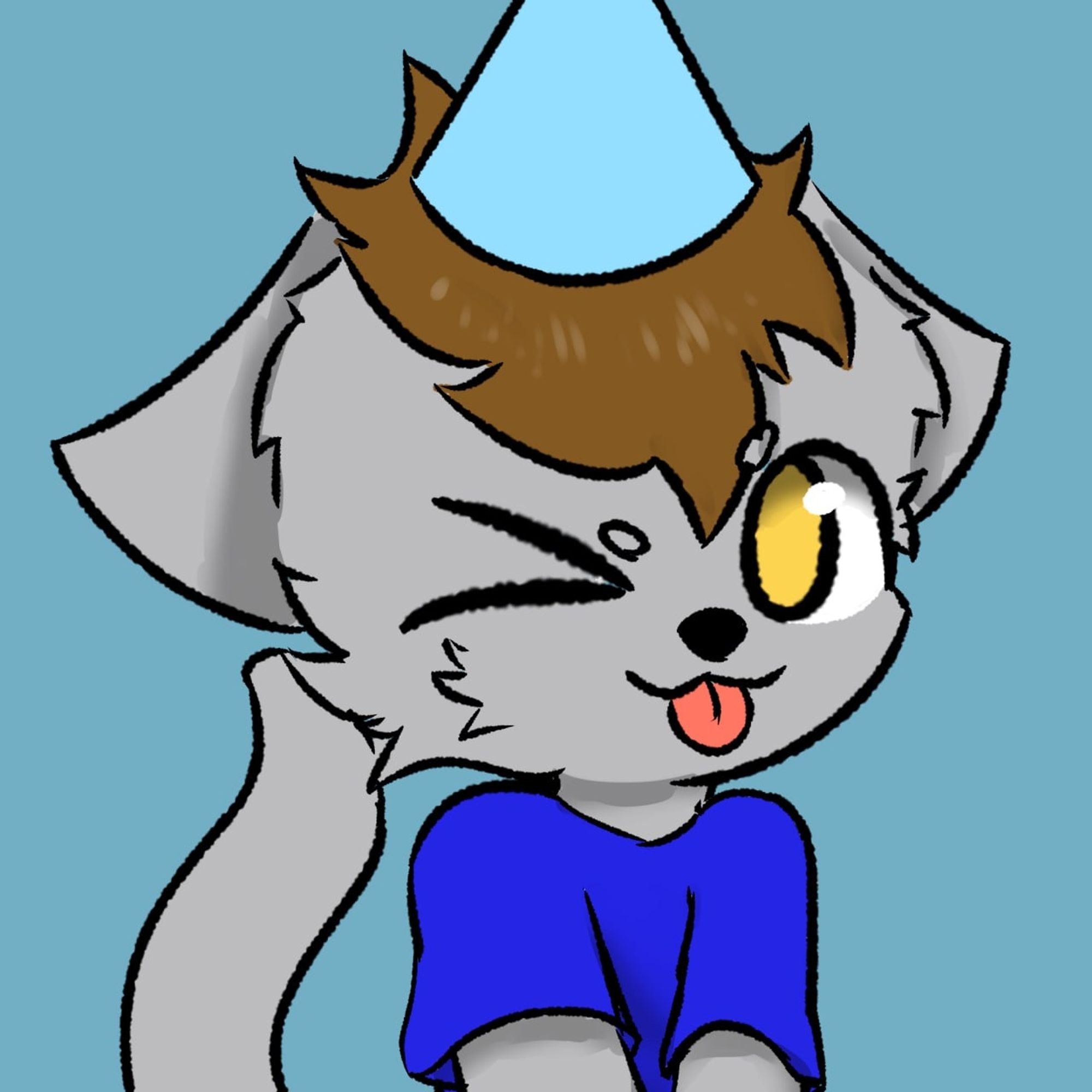 My fursona with a birthday hat.