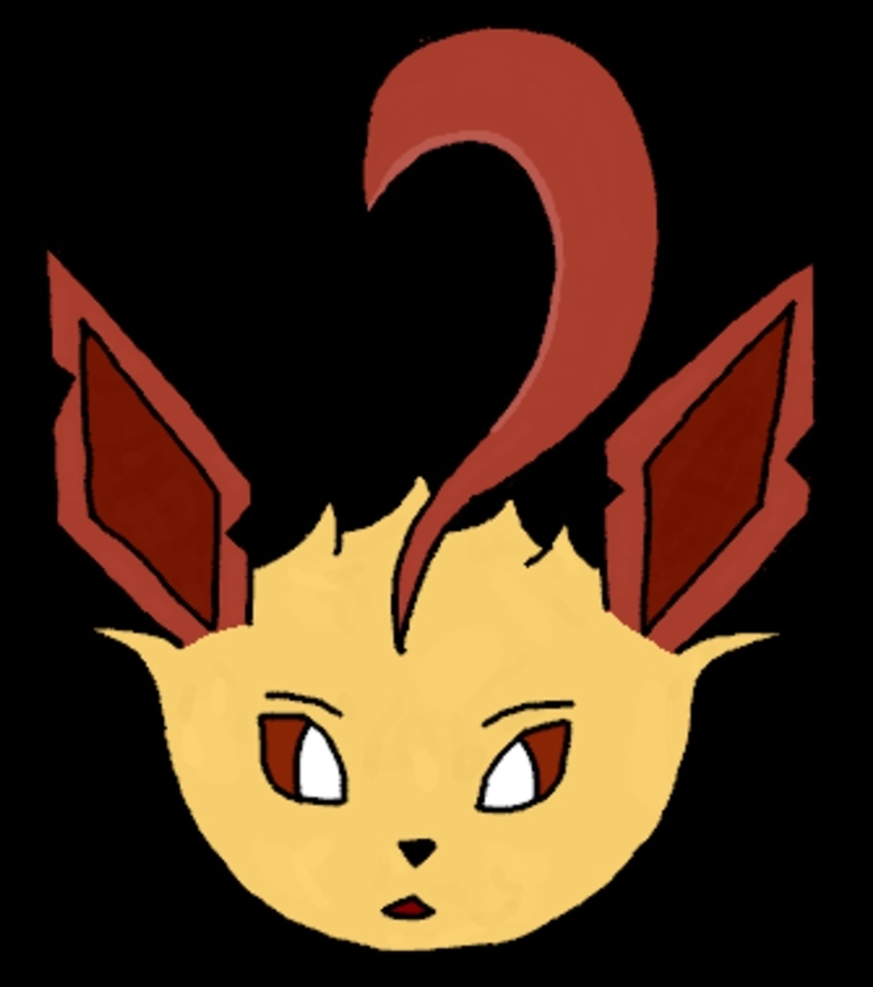 A headshot of Azoomer's fursona (a red leafeon)