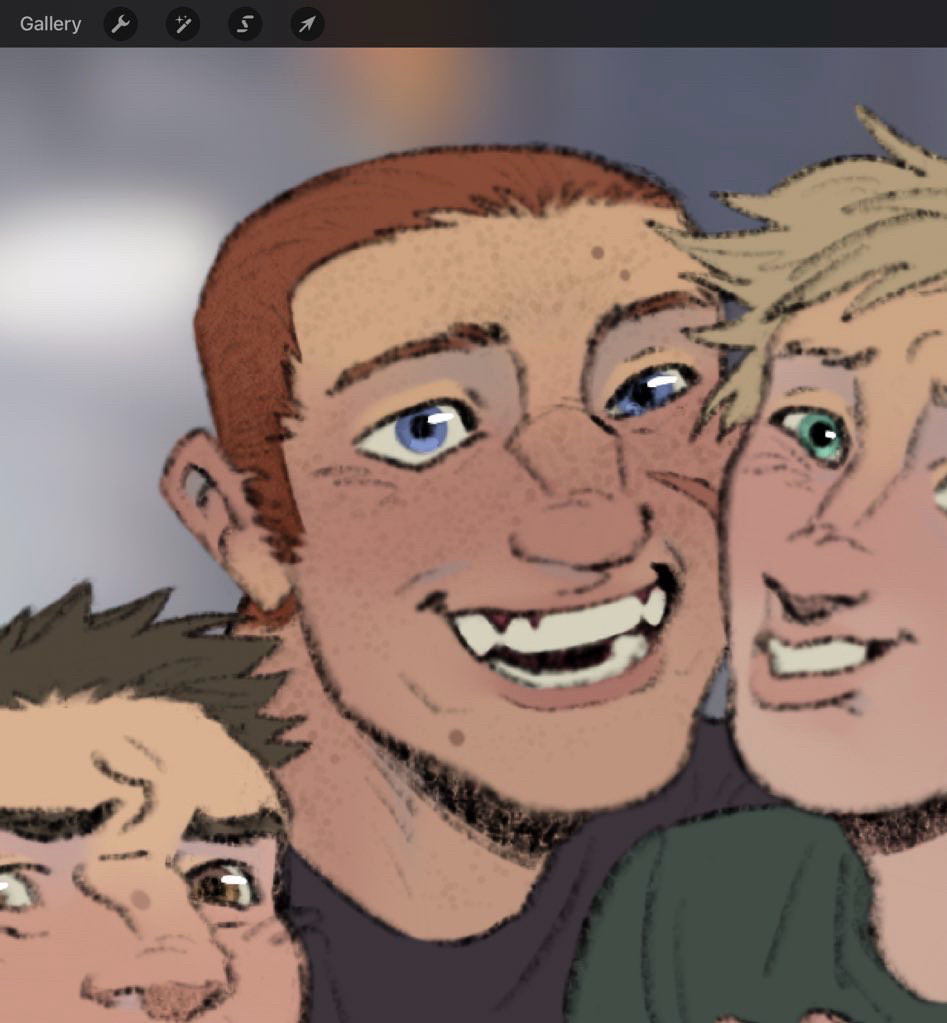 Jake Muller close up, his face is smooshing Sherry Birkin’s, who is offscreen. 