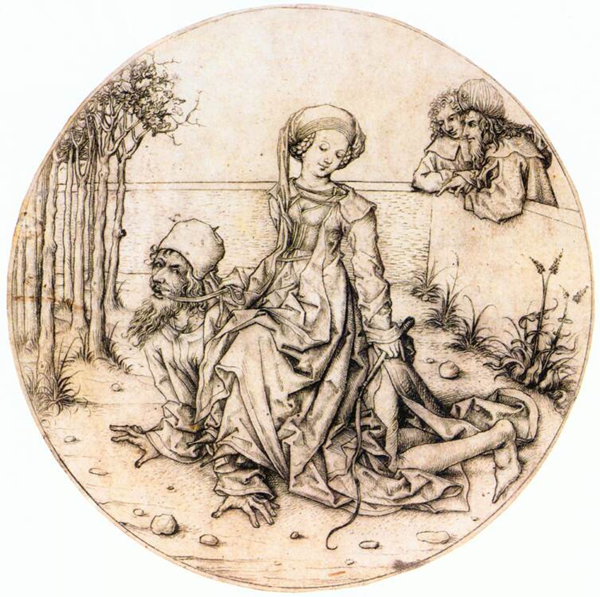 Master of the Housebook
Aristotle and Phyllis
c. 1485
Dry point, diameter 155 mm
Rijksmuseum, Amsterdam