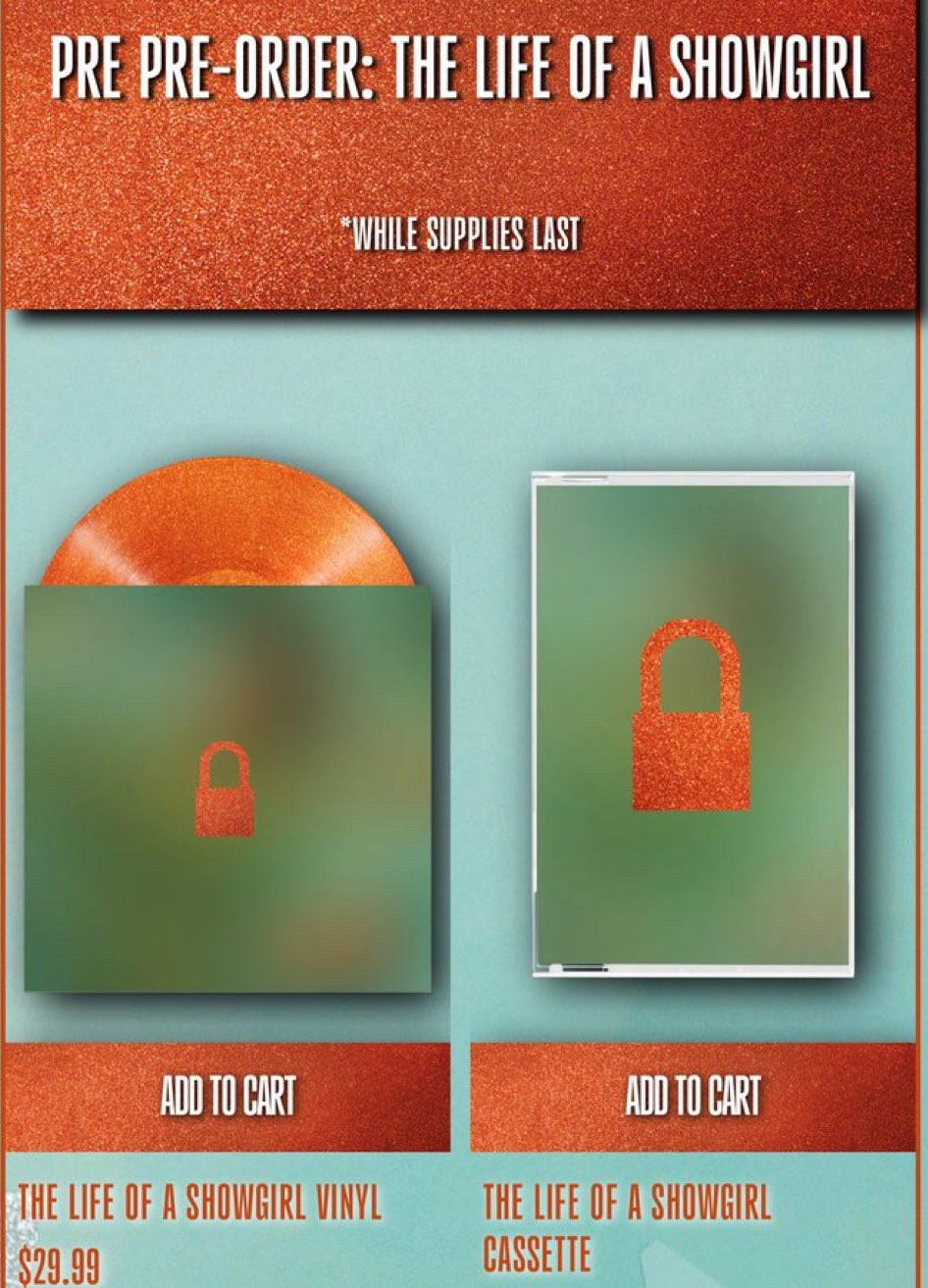 Taylor swift website screenshot showing pre orders 