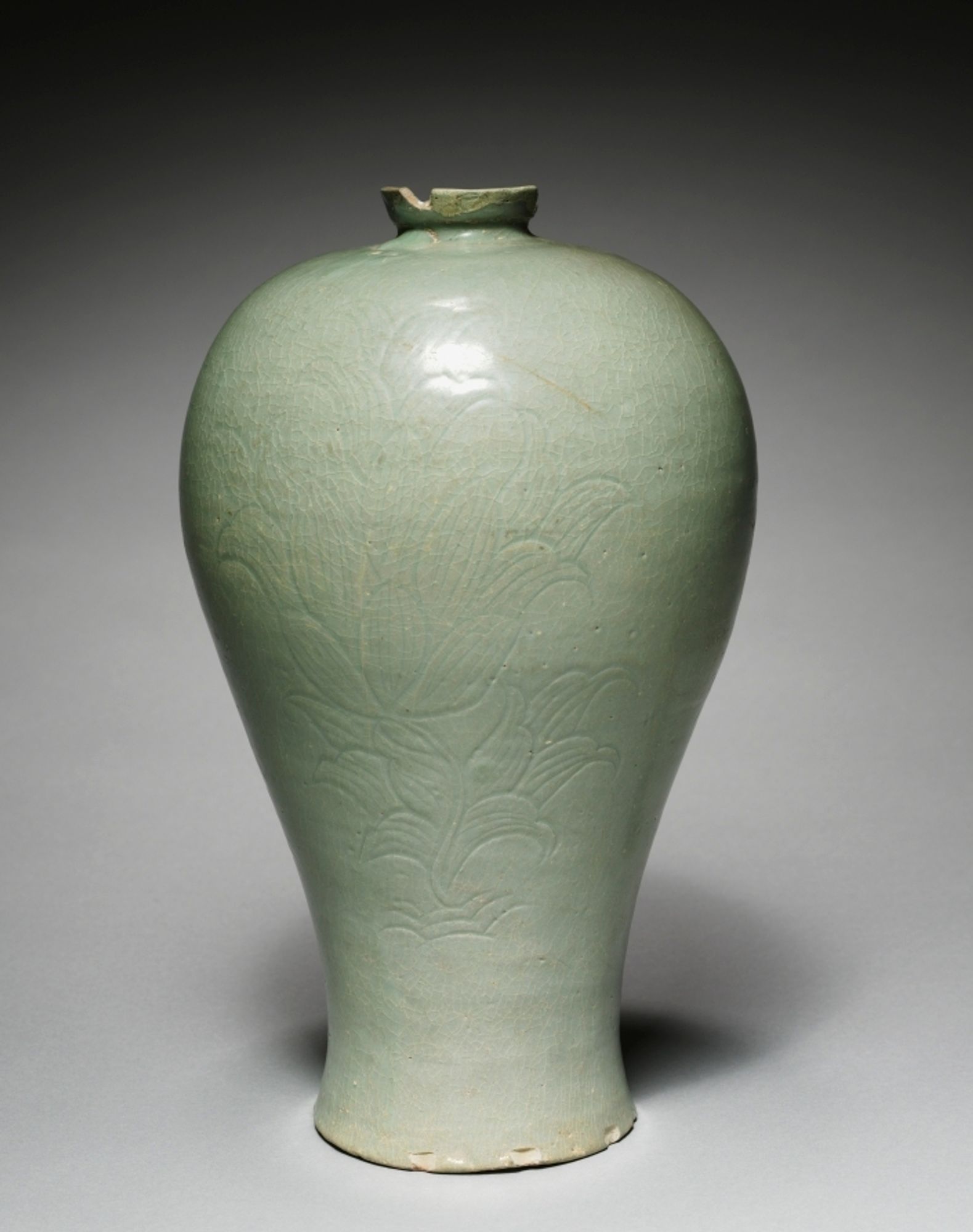 Prunus Vase with Incised Peony Design