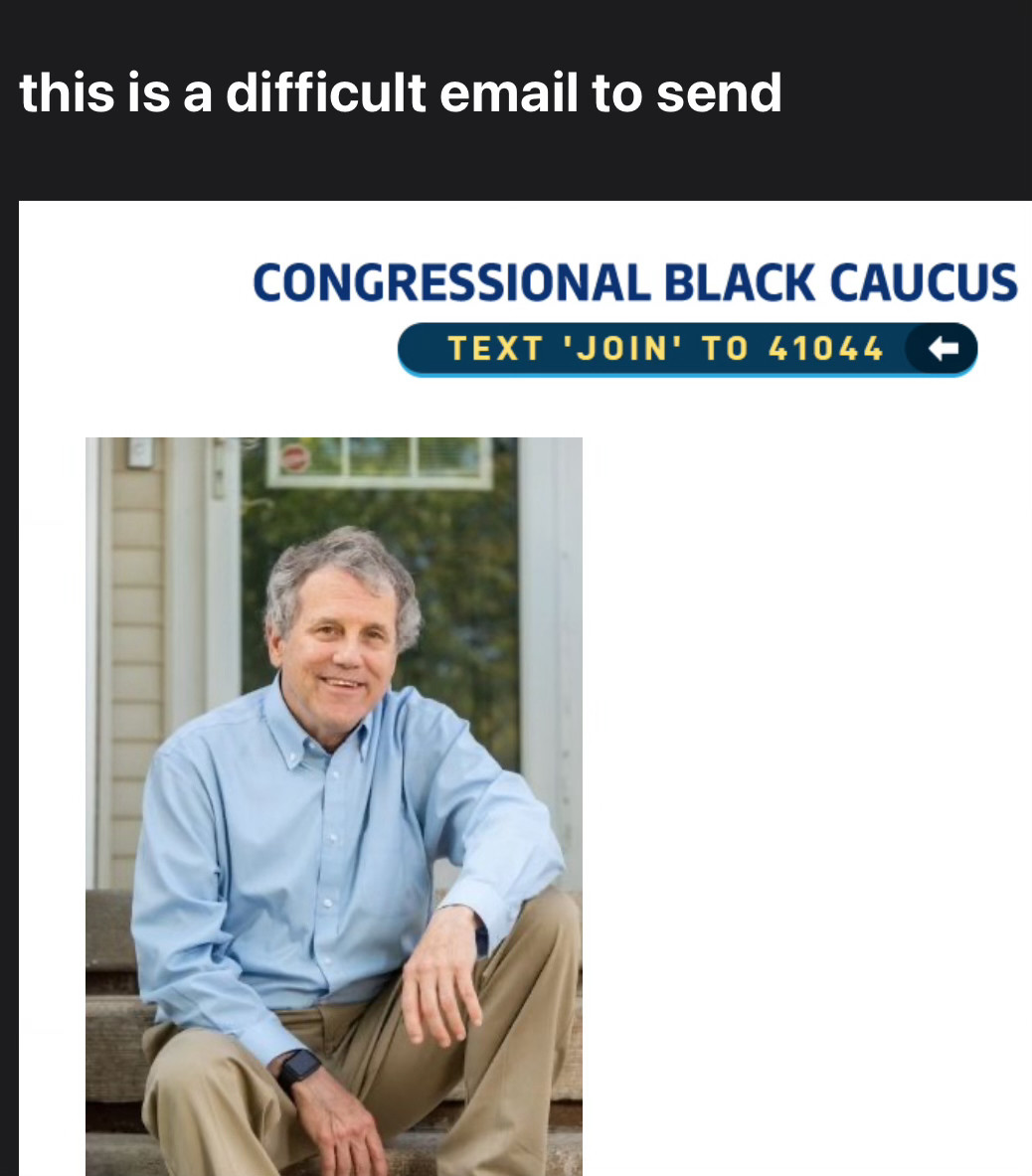 Screenshot of Sherrod Brown, a white man, sitting on a porch 