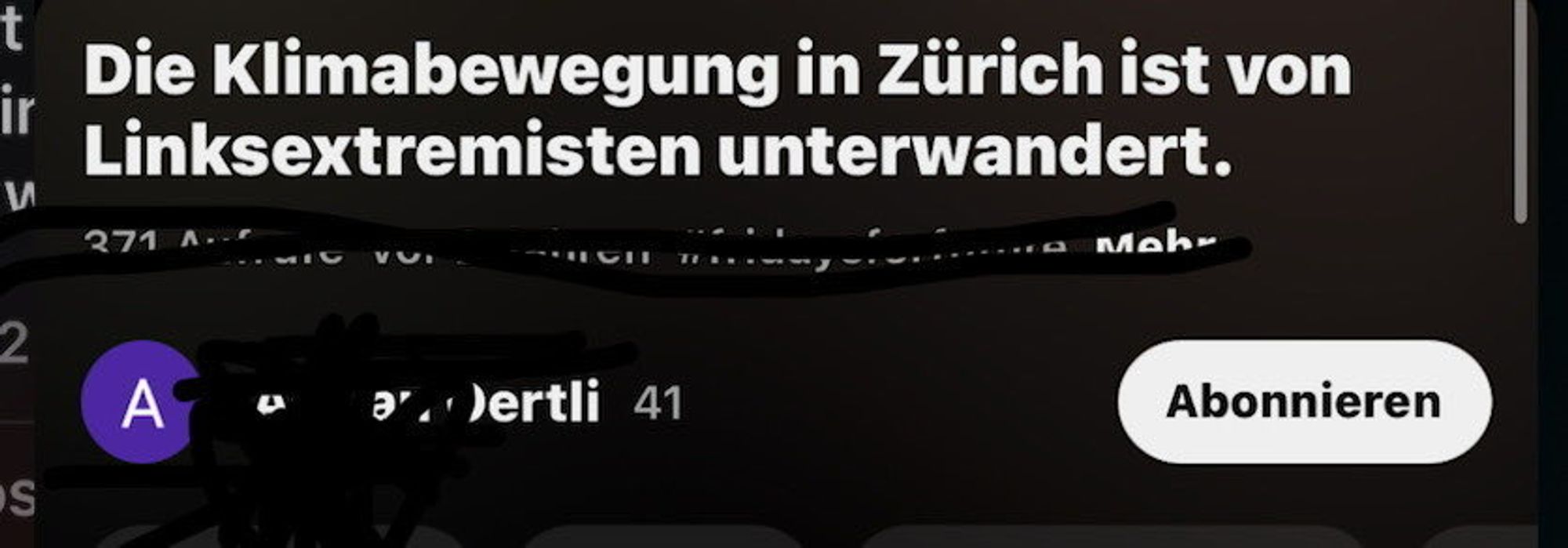 Screenshot Youtube A.Oertli 
 Die Klimabewegung in Zürich ist von
 Linksextremisten unterwandert.
