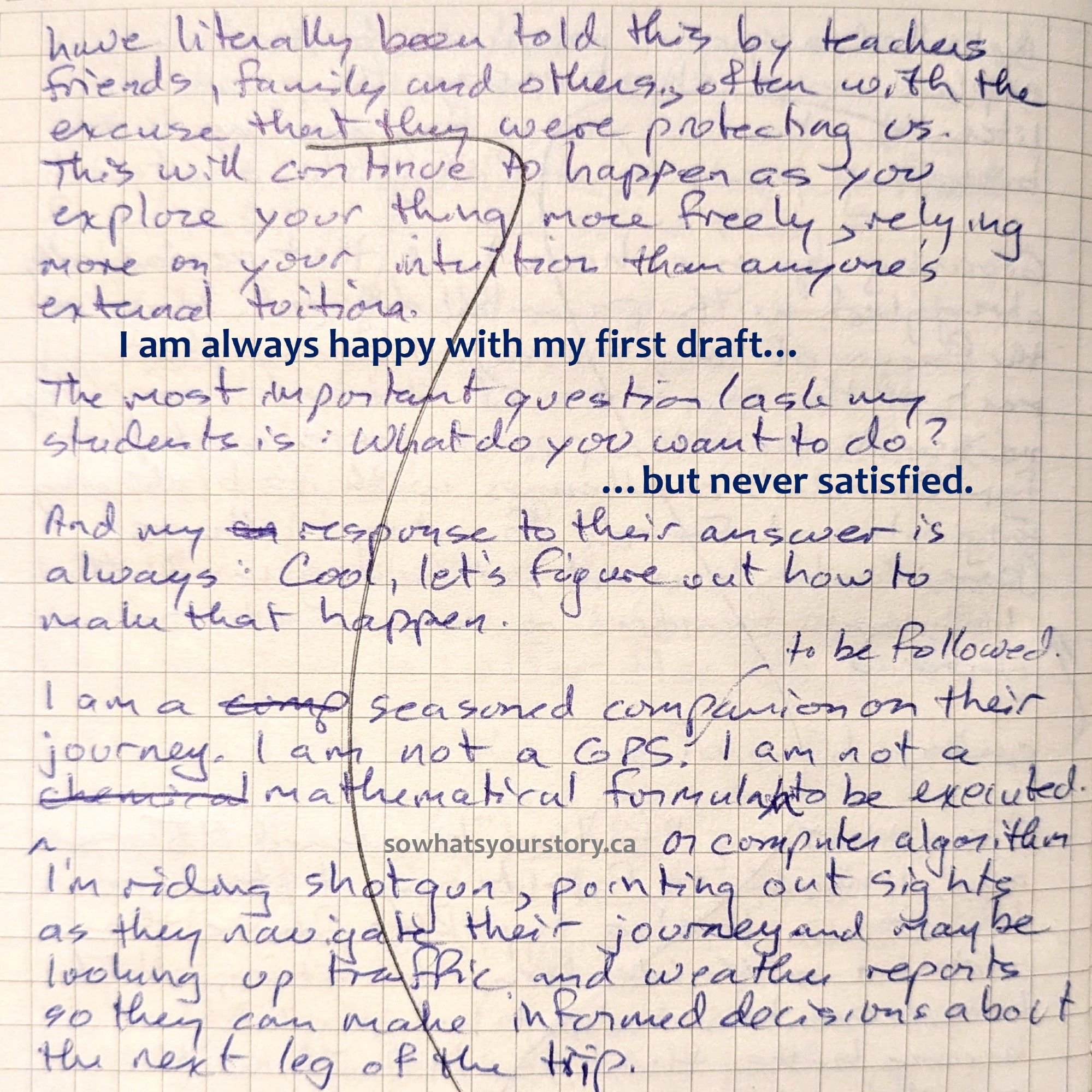 Handwritten first-draft copy from my new book