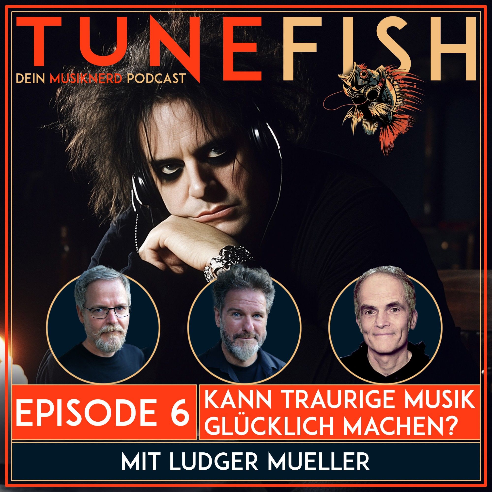 Lars, Markus und Ludger mit einem KI Robert Smith.