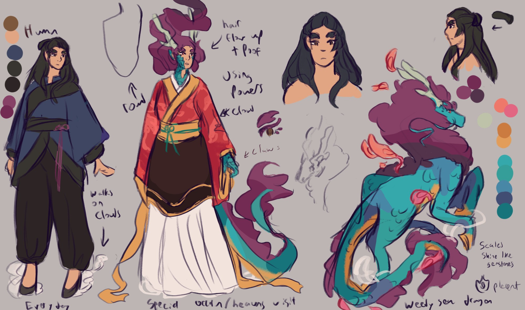 Sketch references of a qilin woman.