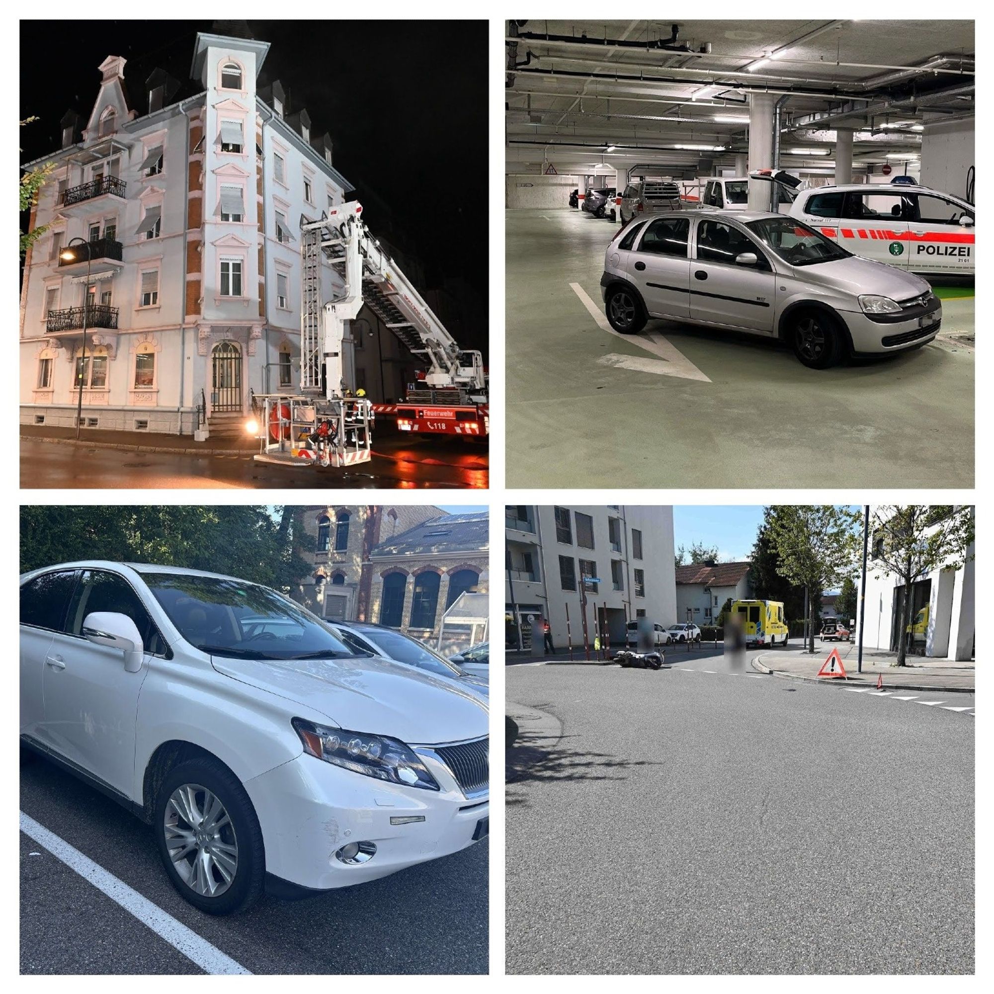 eine Collage aus Autos und Gebäuden