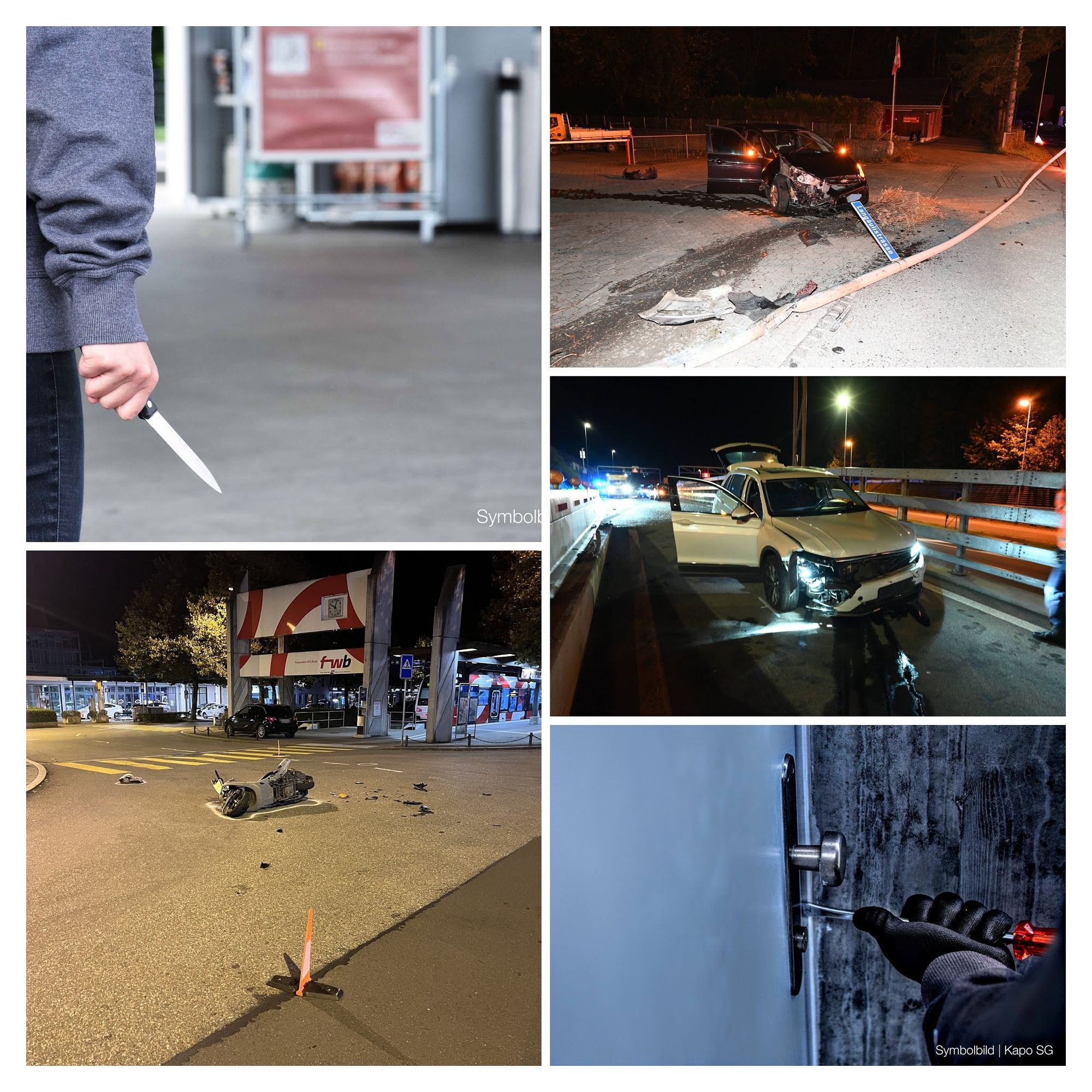 a collage of images of a car accident