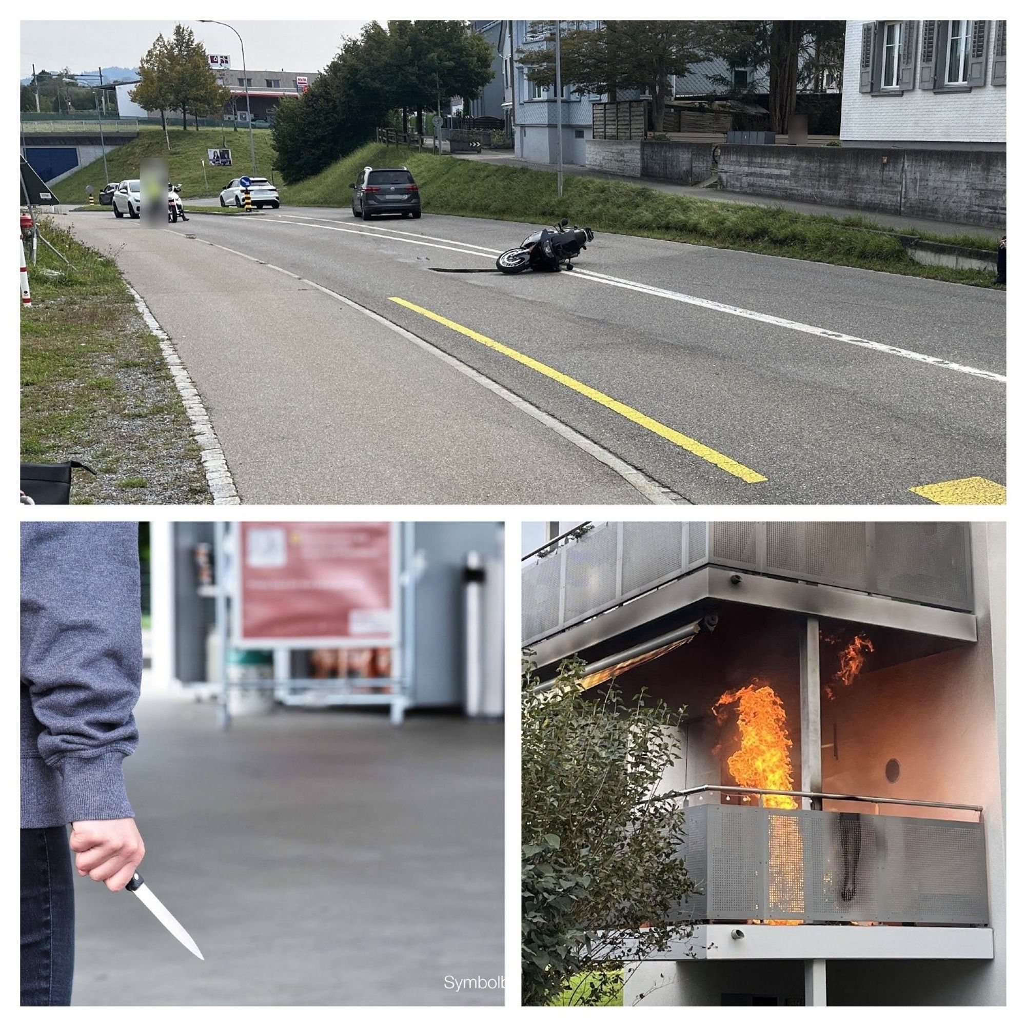 eine Collage eines Motorrads auf der Straße