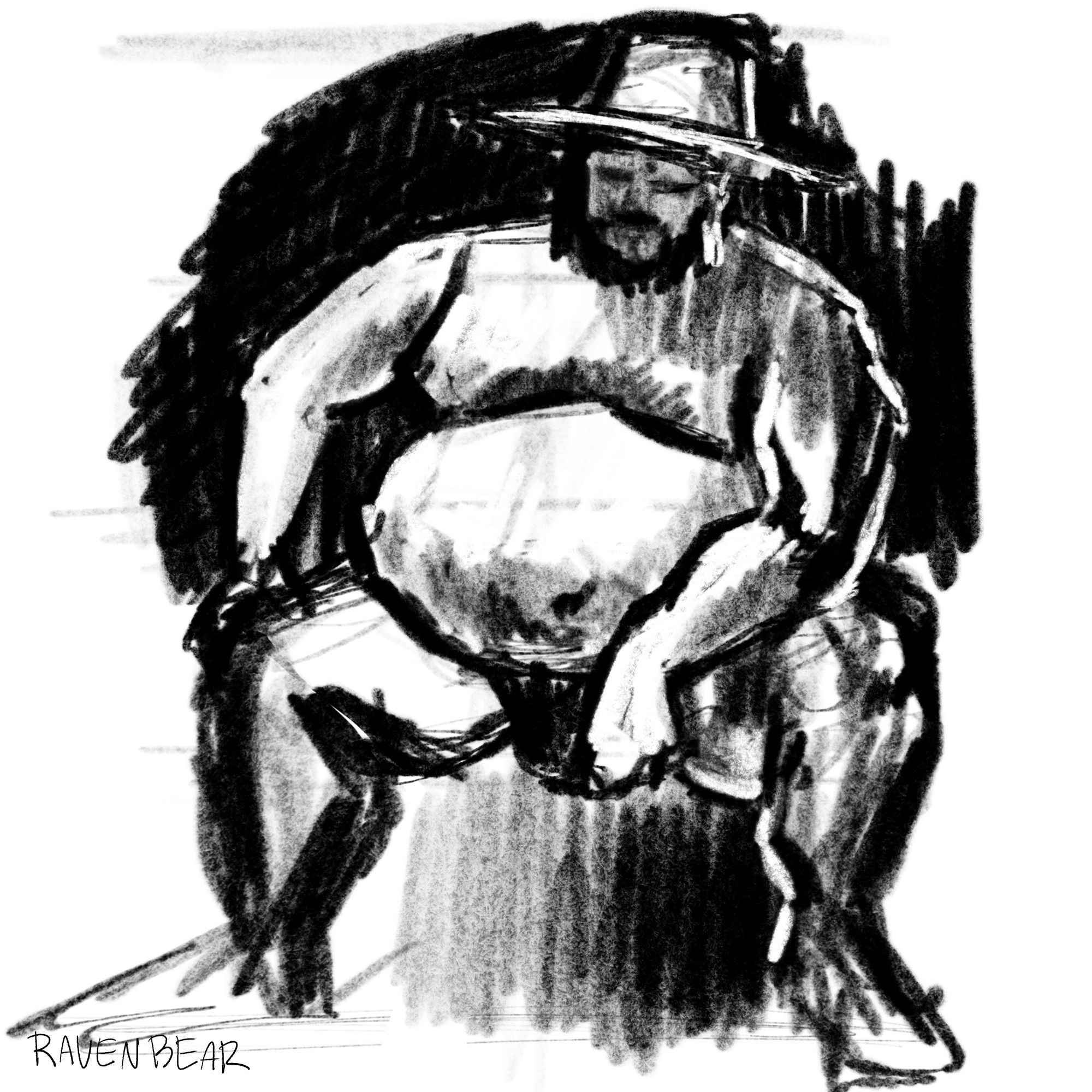 Sketch of man in chair