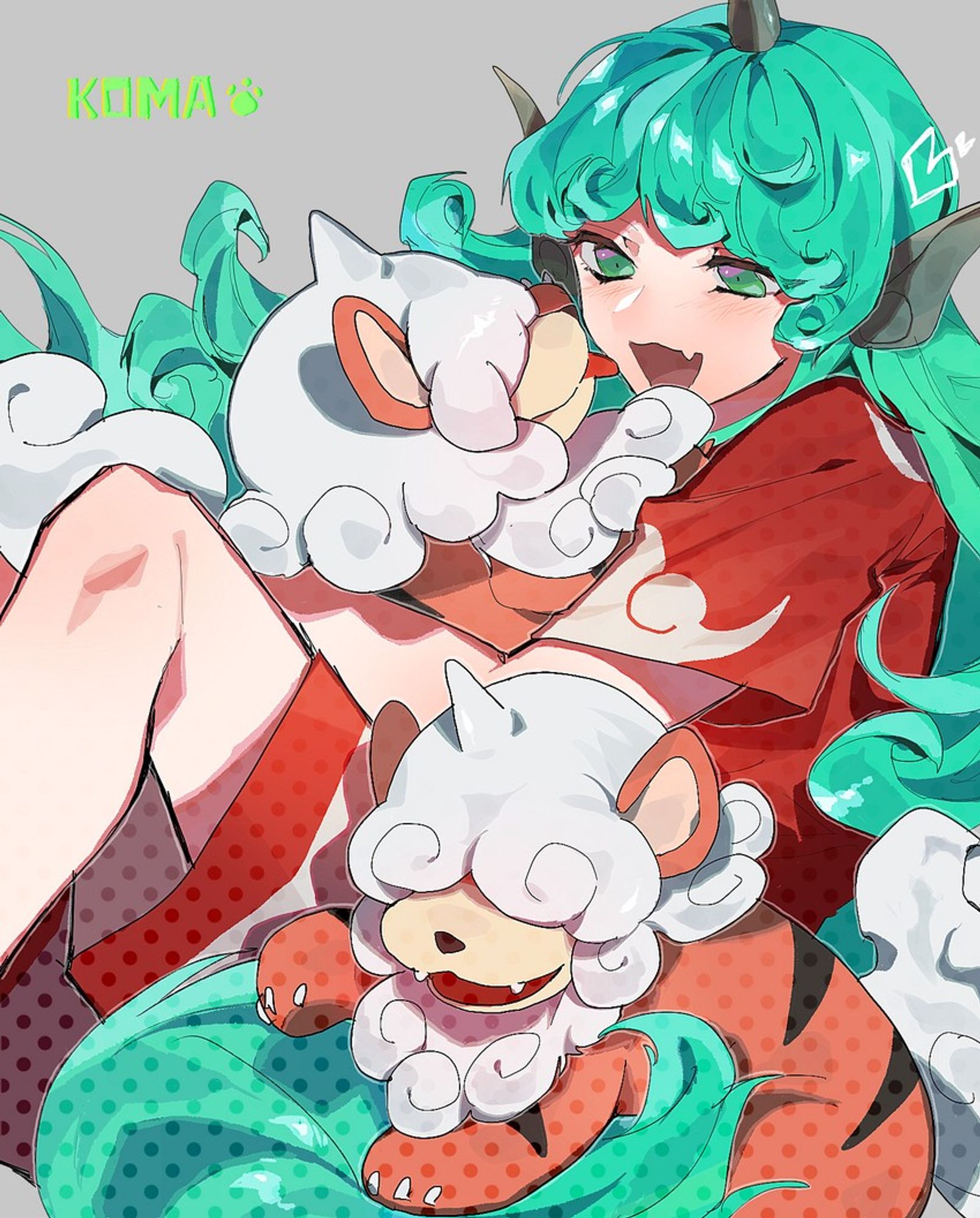 Aunn Komano playing with two Hisuian Growlithe