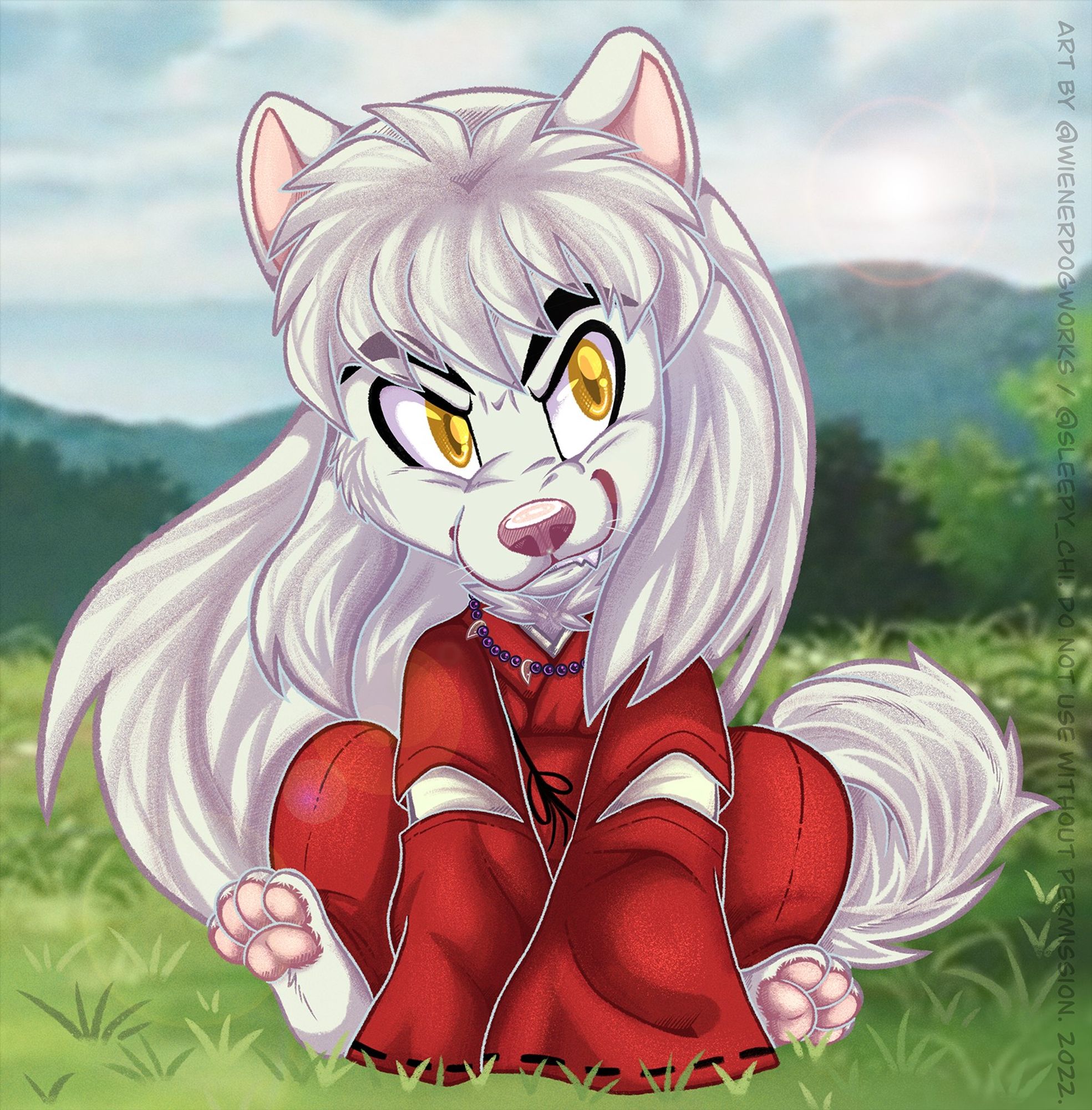 Animal form InuYasha looking annoyed