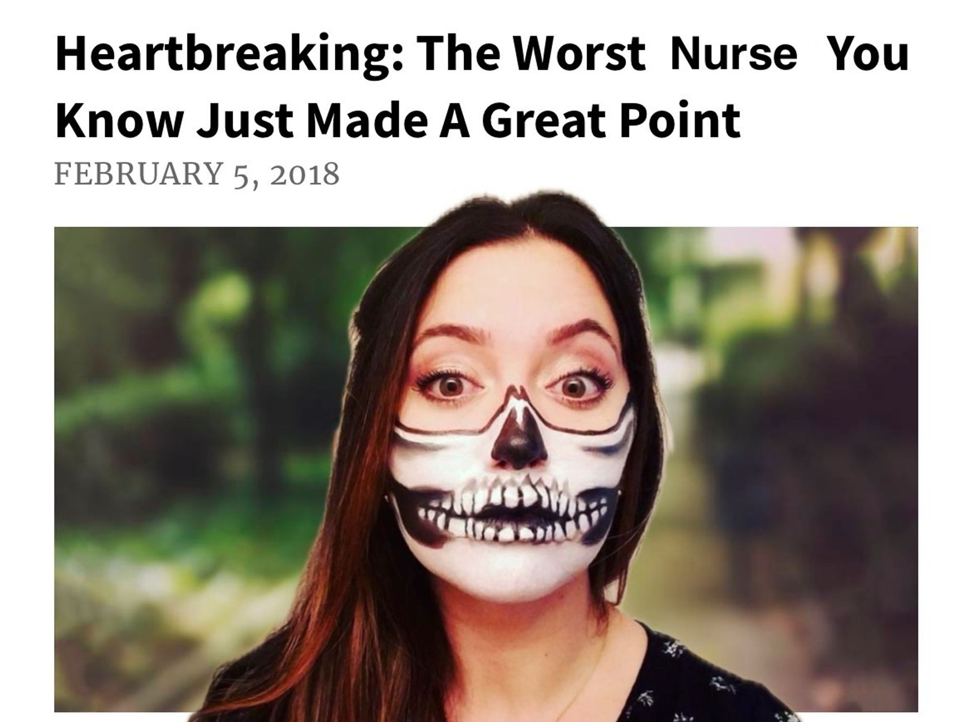 The Clockhole “heartbreaking: The worst person you know just made a great point” screenshot except it says the worst nurse and it’s a pic of Morty which is entirely jokes because Morty is truly the best of us